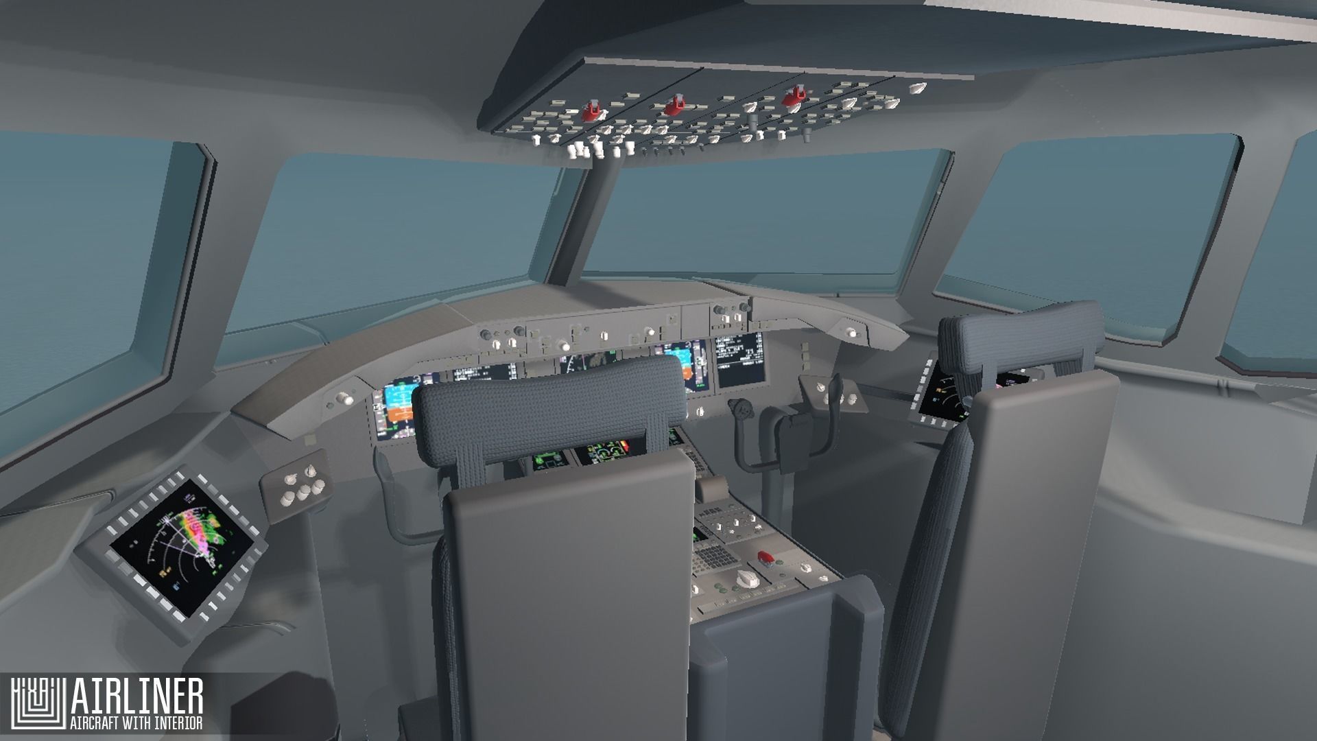 Airliner - aircraft with interior Low-poly 3D model_10