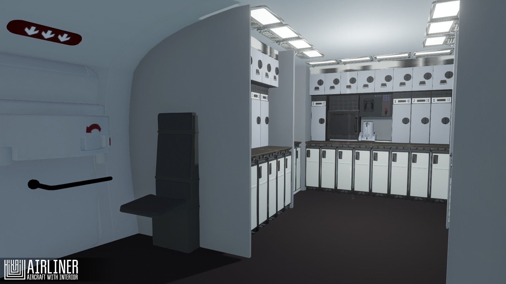 Airliner - aircraft with interior Low-poly 3D model_4