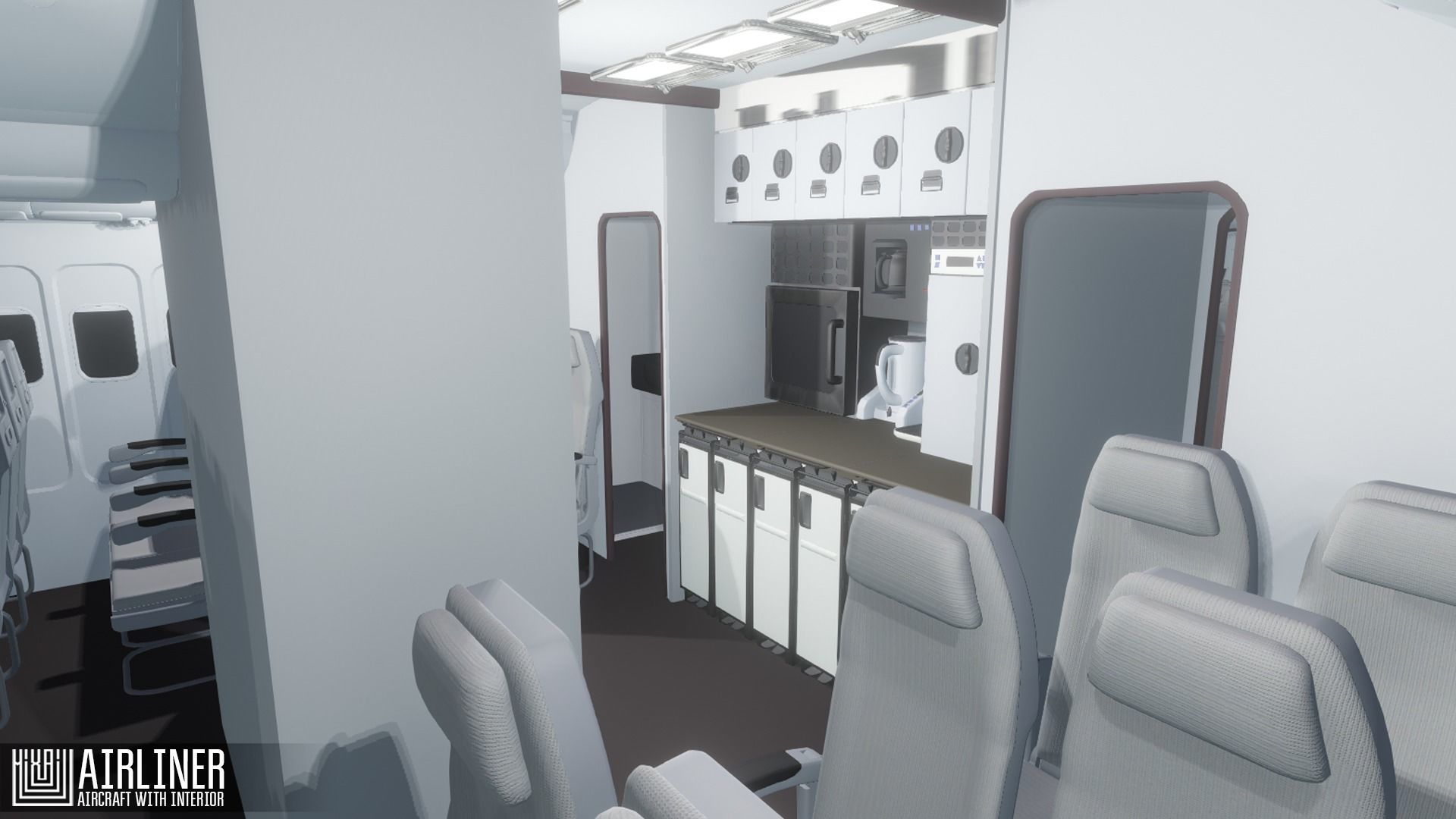 Airliner - aircraft with interior Low-poly 3D model_5