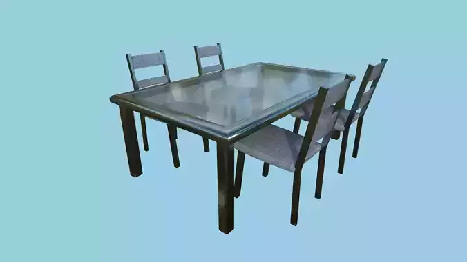 Dinning Table 30 - Gray Glass - Furniture Interior Design Low-poly 3D model