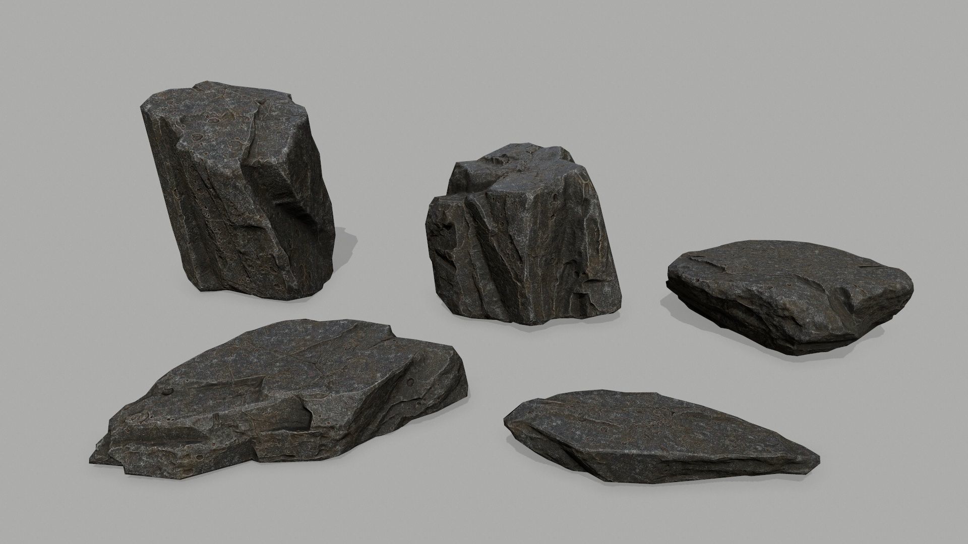 Rock Set Low-poly 3D model_1