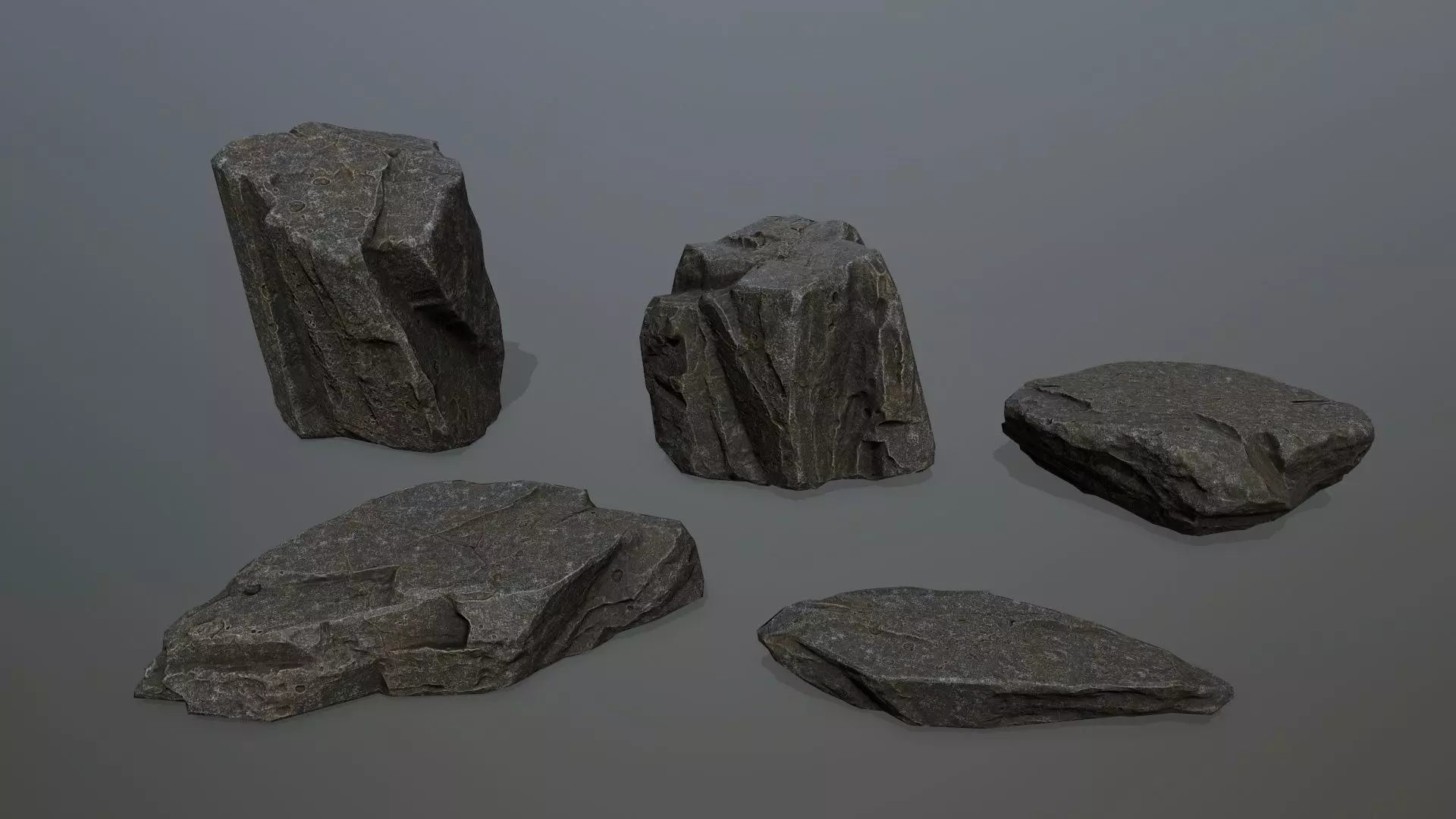 Rock Set Low-poly 3D model_0