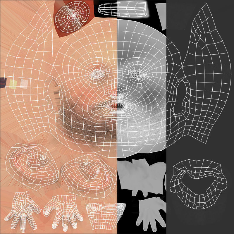 Boy and Girl Cartoon Rig Low-poly 3D model_28