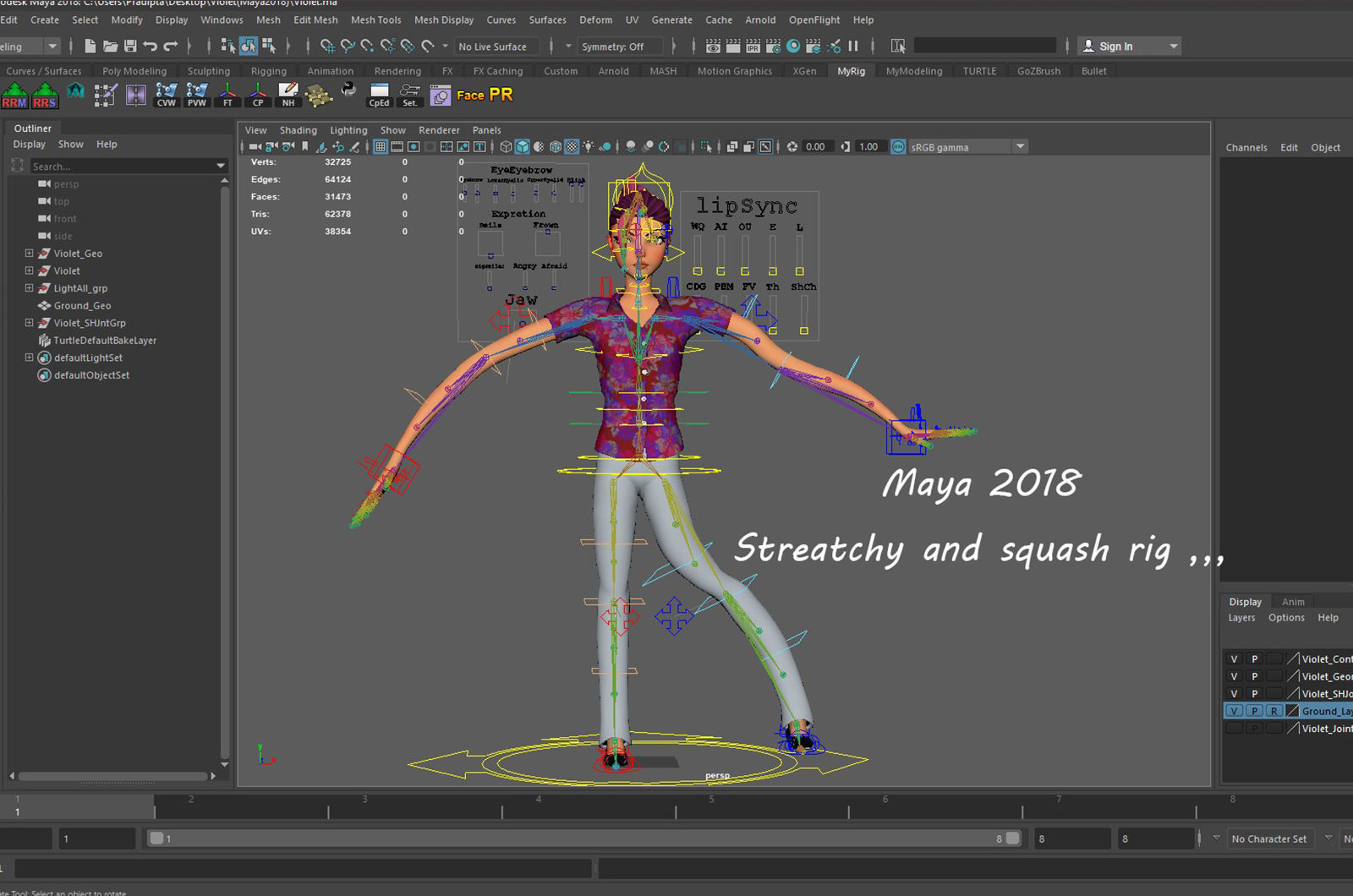 Boy and Girl Cartoon Rig Low-poly 3D model_30