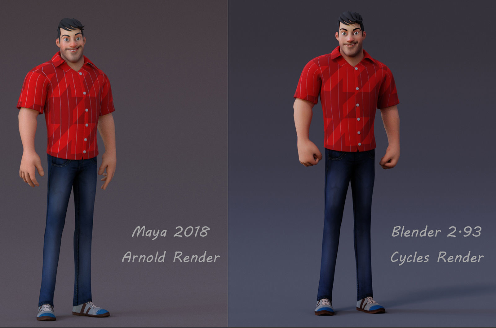 Boy and Girl Cartoon Rig Low-poly 3D model_13