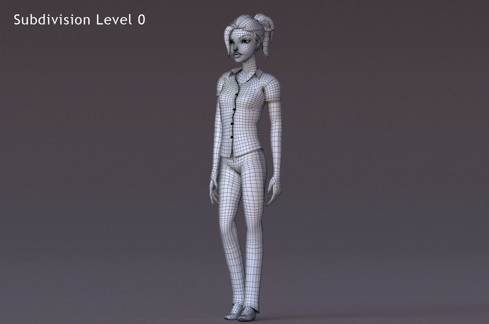 Boy and Girl Cartoon Rig Low-poly 3D model_20