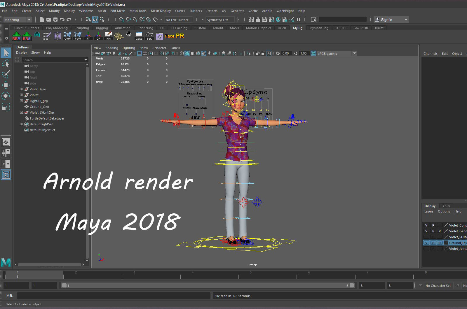 Boy and Girl Cartoon Rig Low-poly 3D model_32