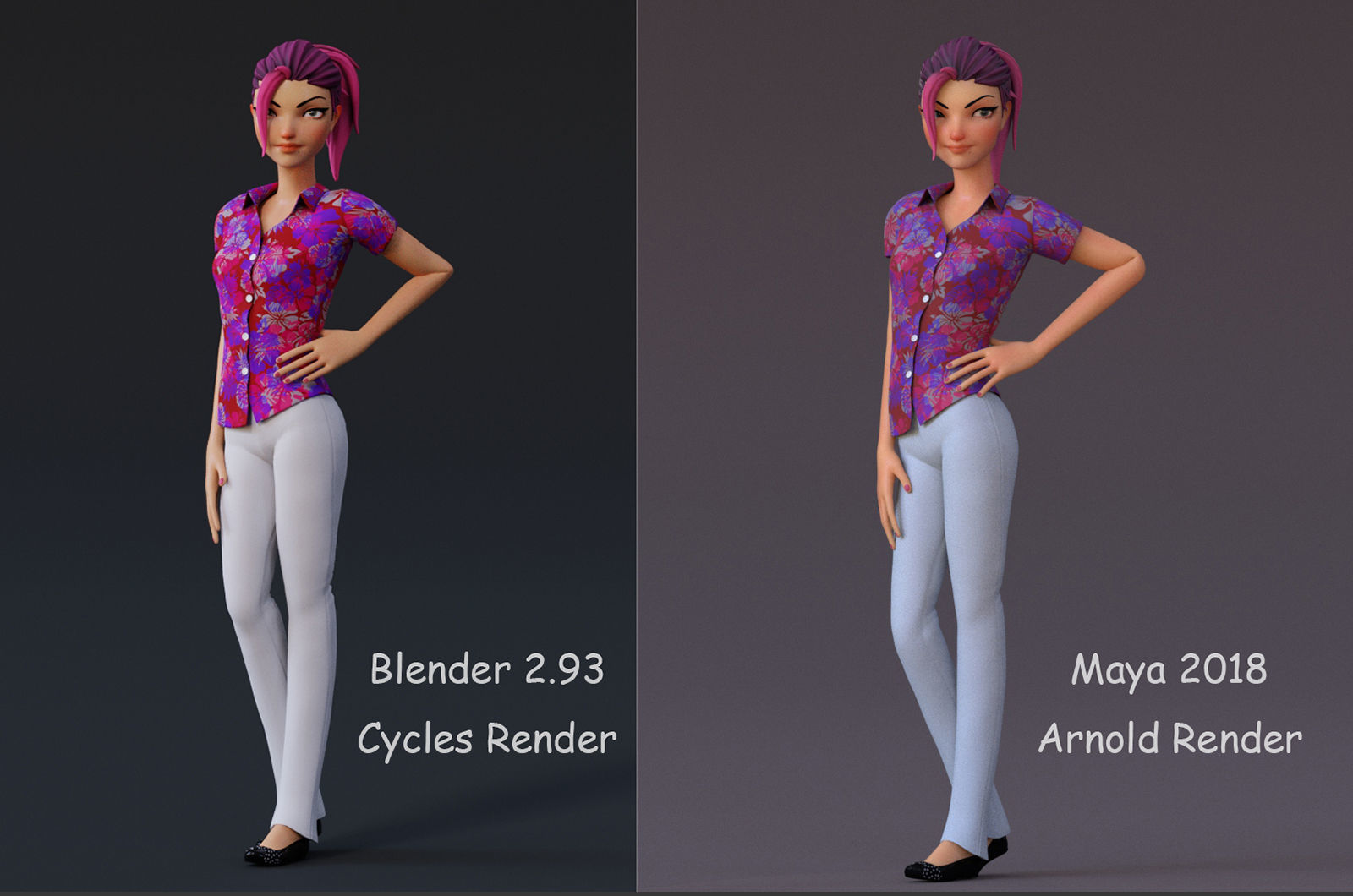 Boy and Girl Cartoon Rig Low-poly 3D model_14