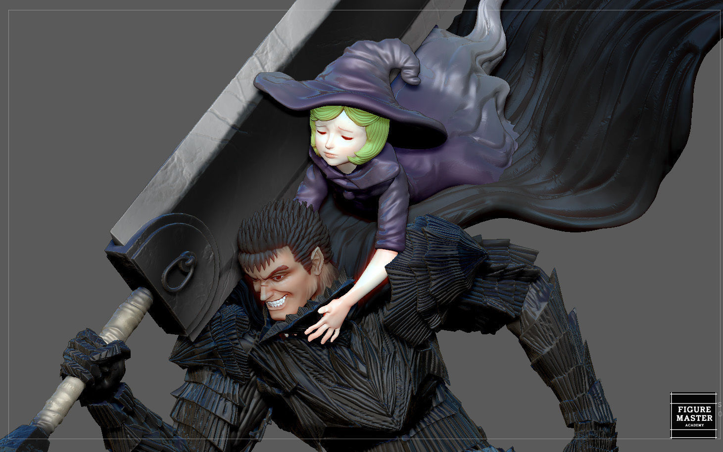 BERSERK GUTS SCIERKE FANTASY ANIME SWORD CHARACTER 3D print model_4