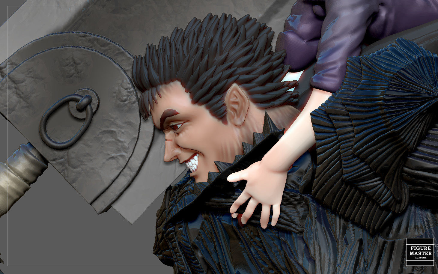 BERSERK GUTS SCIERKE FANTASY ANIME SWORD CHARACTER 3D print model_30