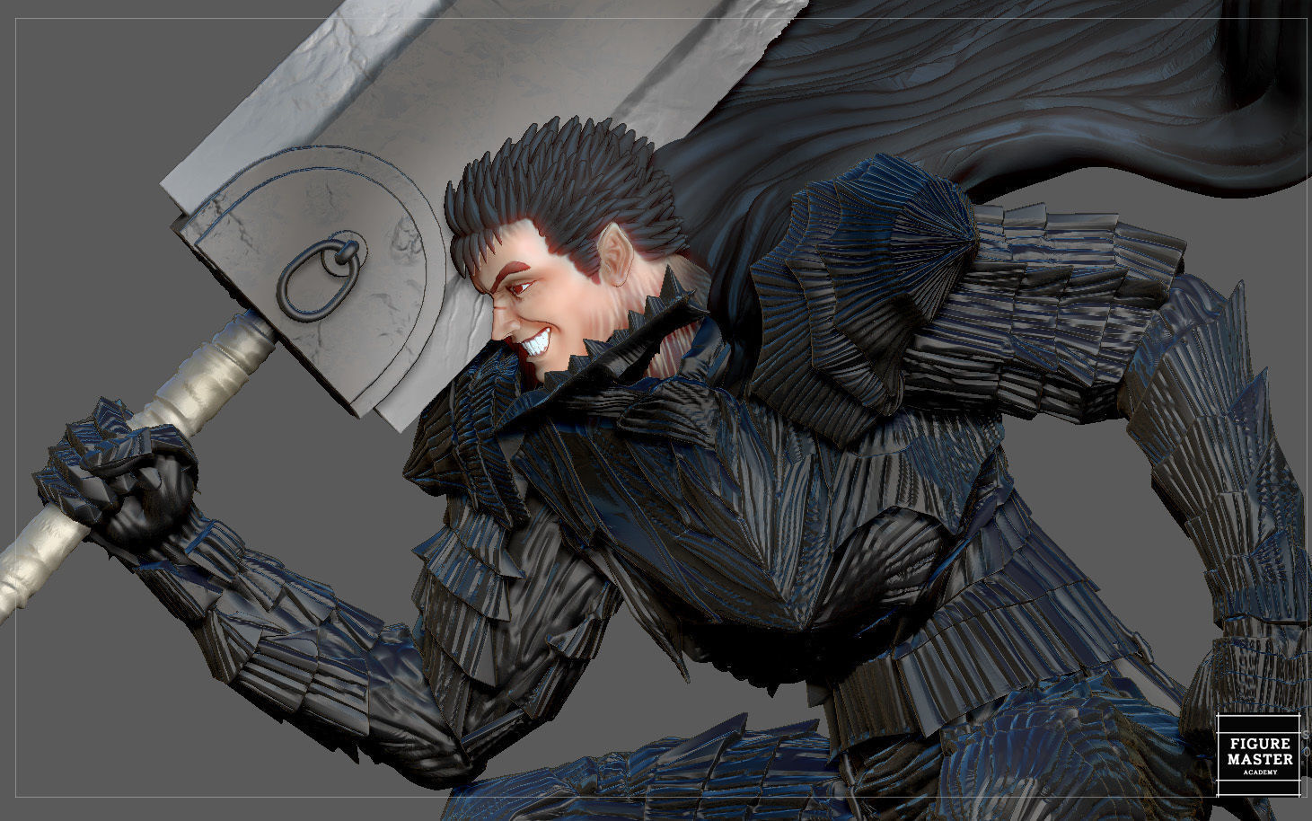 BERSERK GUTS SCIERKE FANTASY ANIME SWORD CHARACTER 3D print model_46