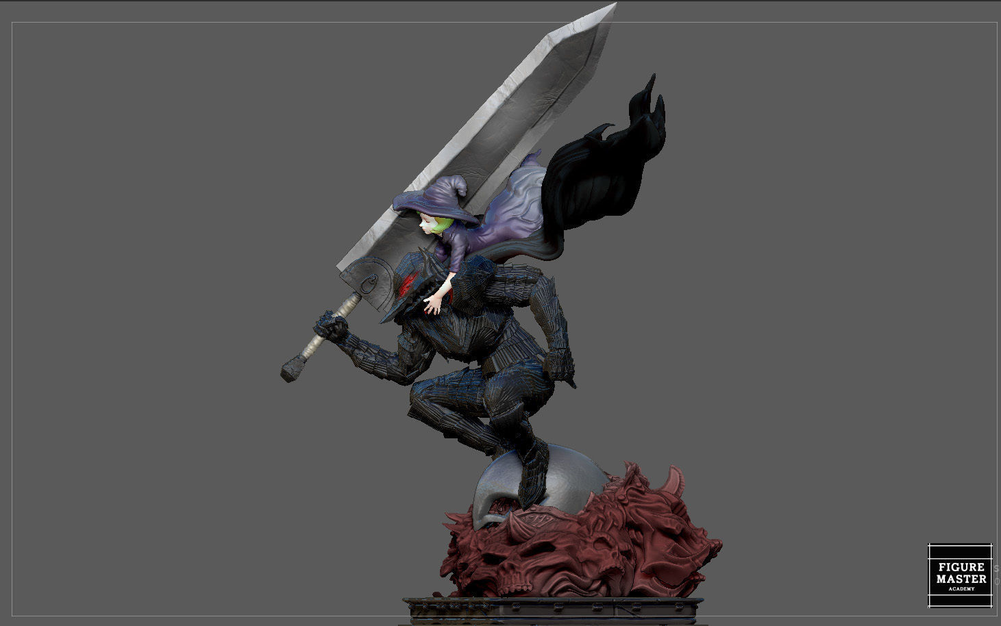 BERSERK GUTS SCIERKE FANTASY ANIME SWORD CHARACTER 3D print model_9