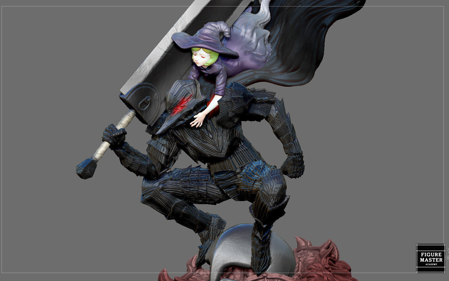 BERSERK GUTS SCIERKE FANTASY ANIME SWORD CHARACTER 3D print model_12
