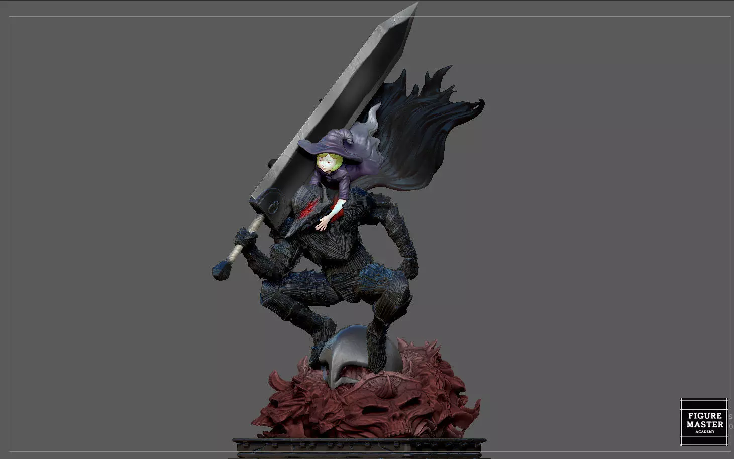 BERSERK GUTS SCIERKE FANTASY ANIME SWORD CHARACTER 3D print model_0