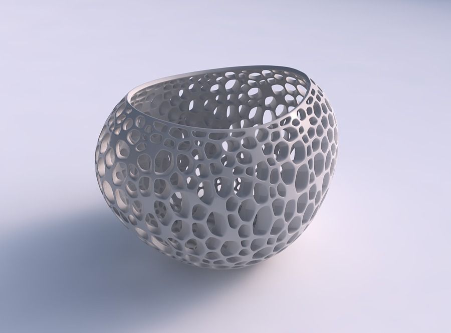 Bowl compressed 2 with organic lattice and twisted thickness 3D print model_0