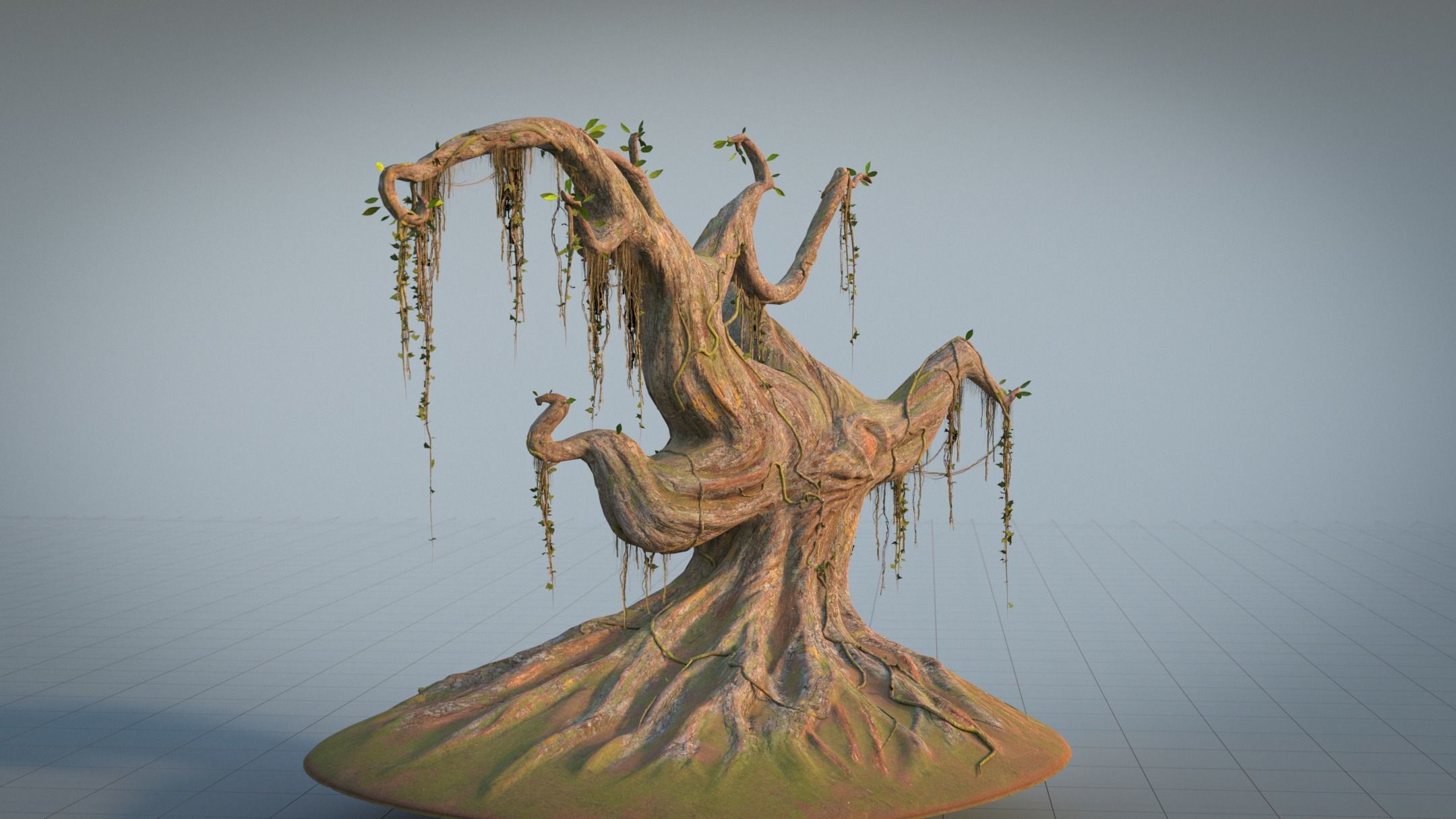 Fantasy Magic Old Tree Low-poly 3D model_4
