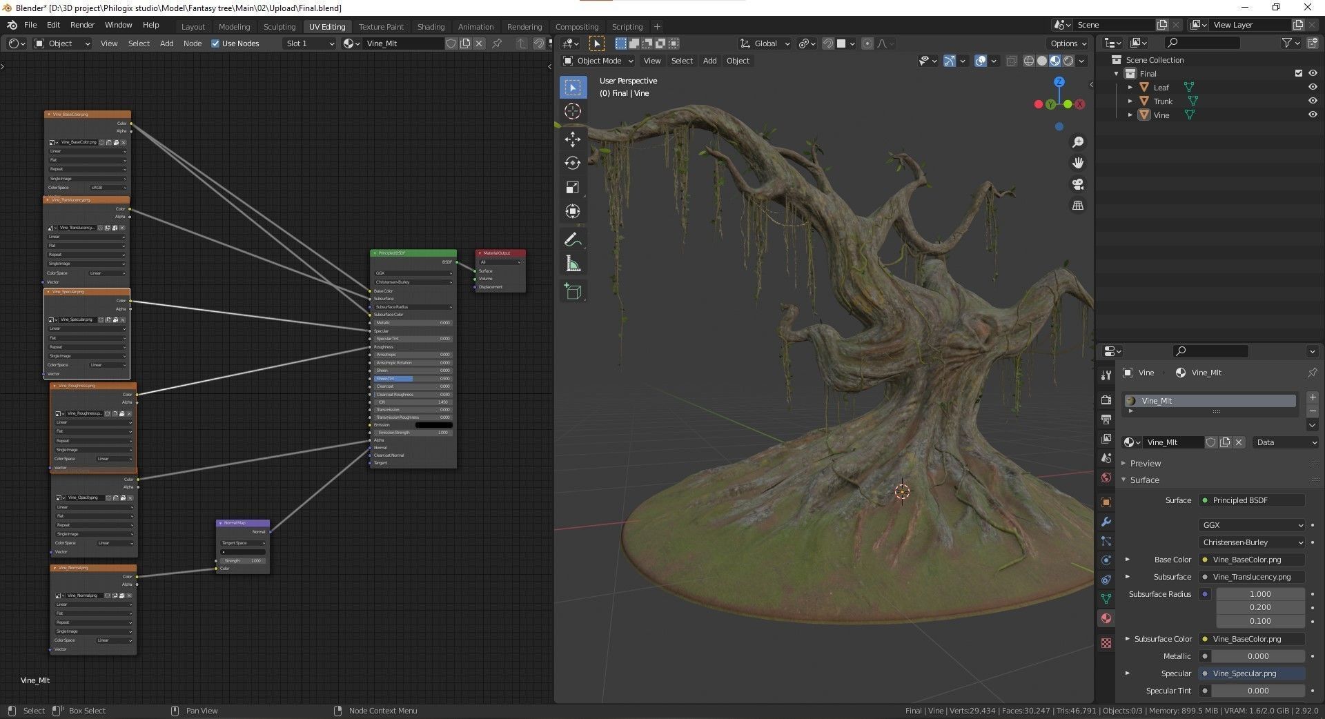 Fantasy Magic Old Tree Low-poly 3D model_17