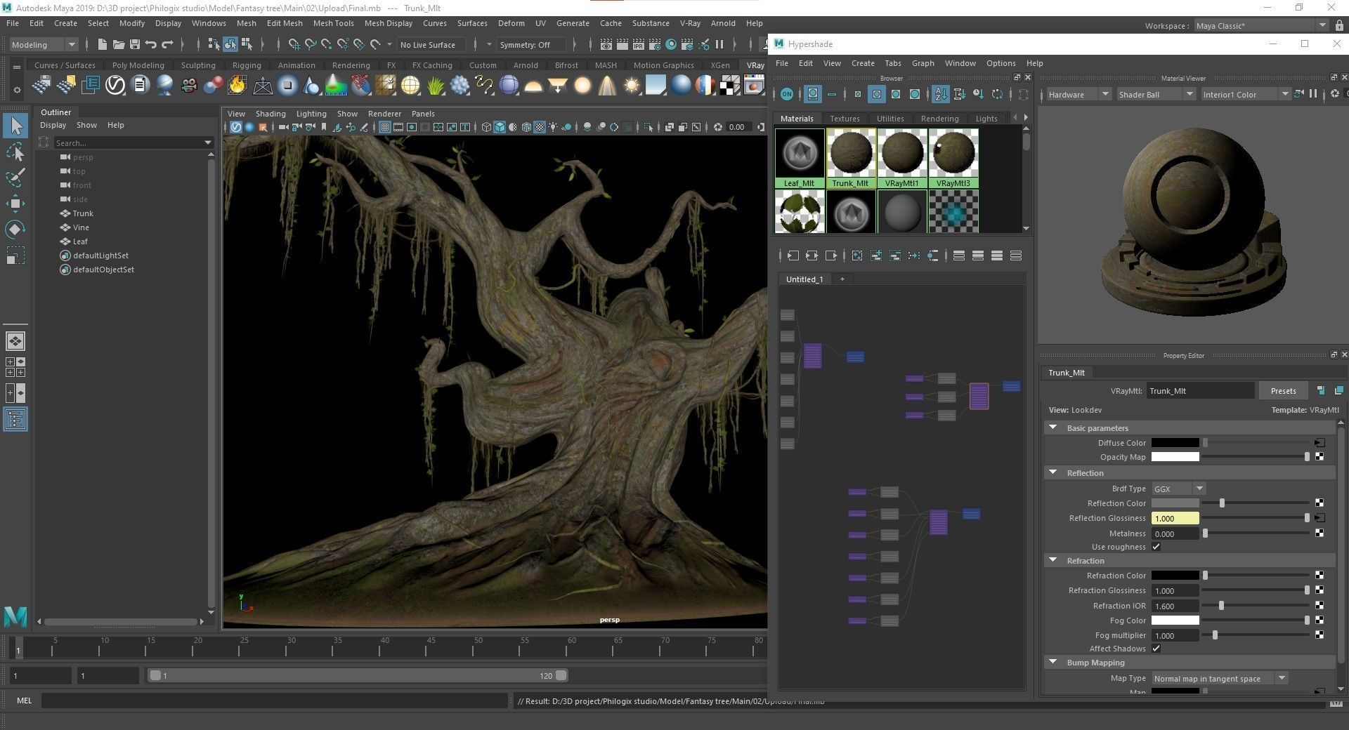 Fantasy Magic Old Tree Low-poly 3D model_16