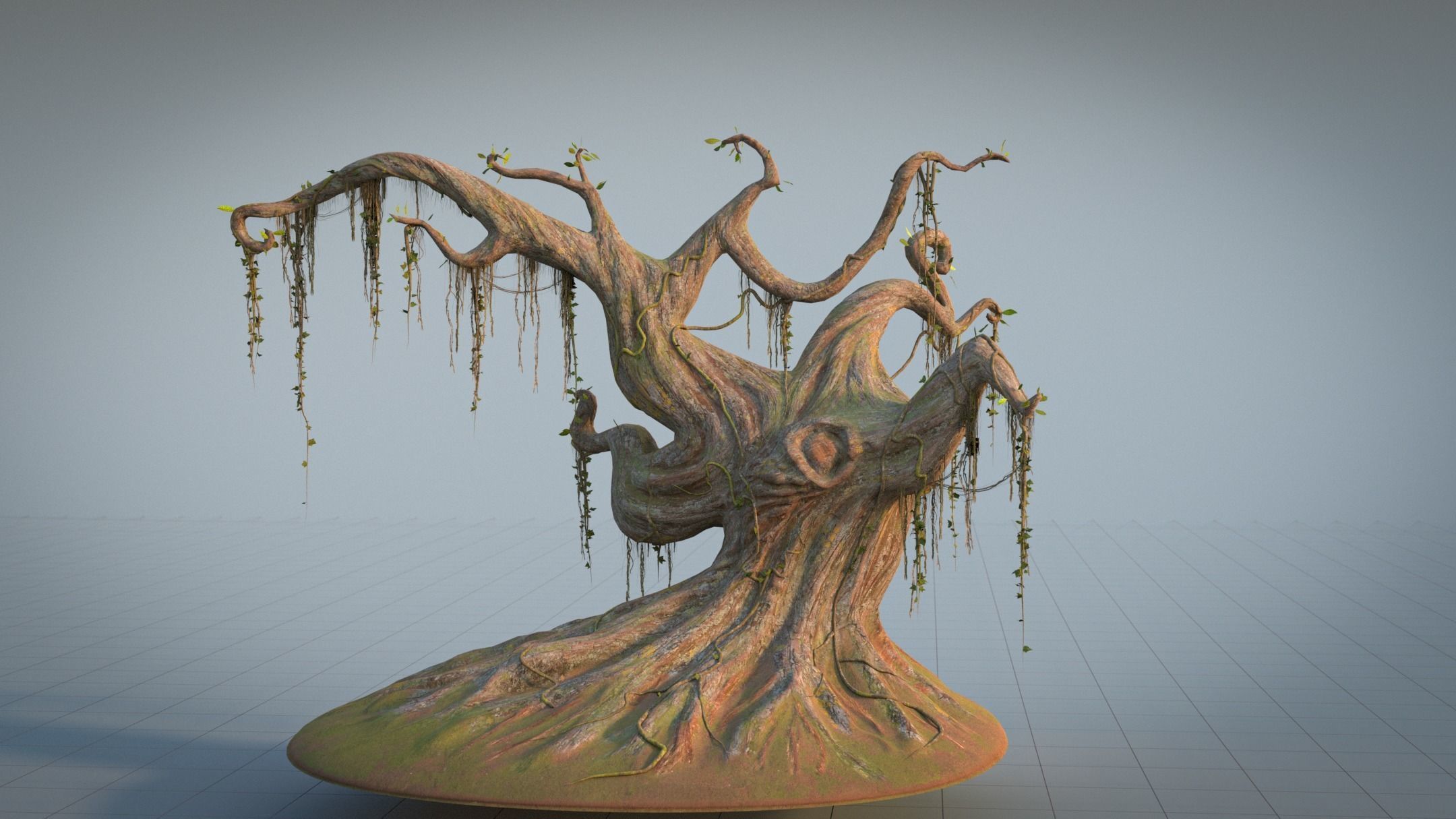 Fantasy Magic Old Tree Low-poly 3D model_2
