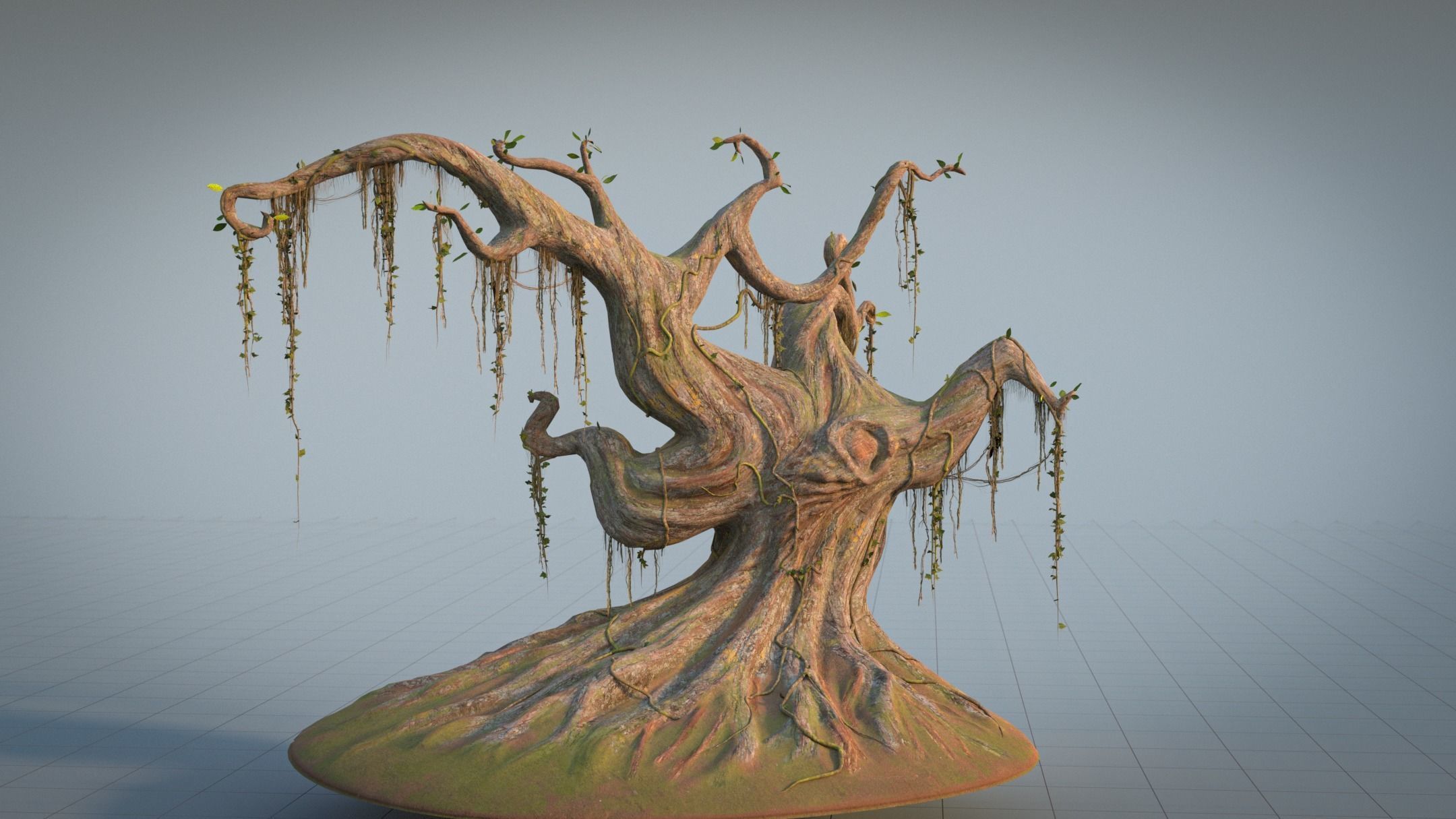 Fantasy Magic Old Tree Low-poly 3D model_3