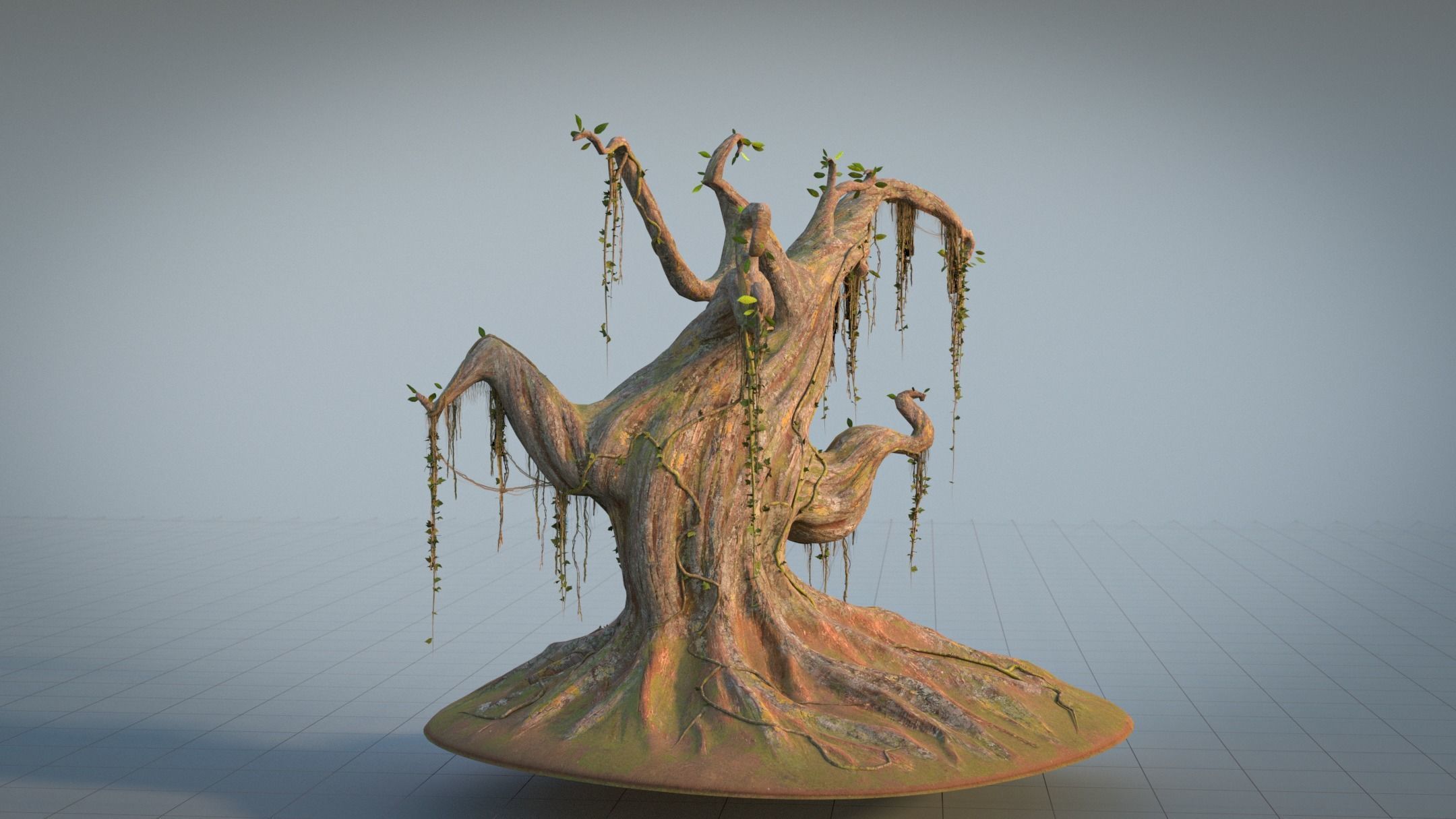 Fantasy Magic Old Tree Low-poly 3D model_10