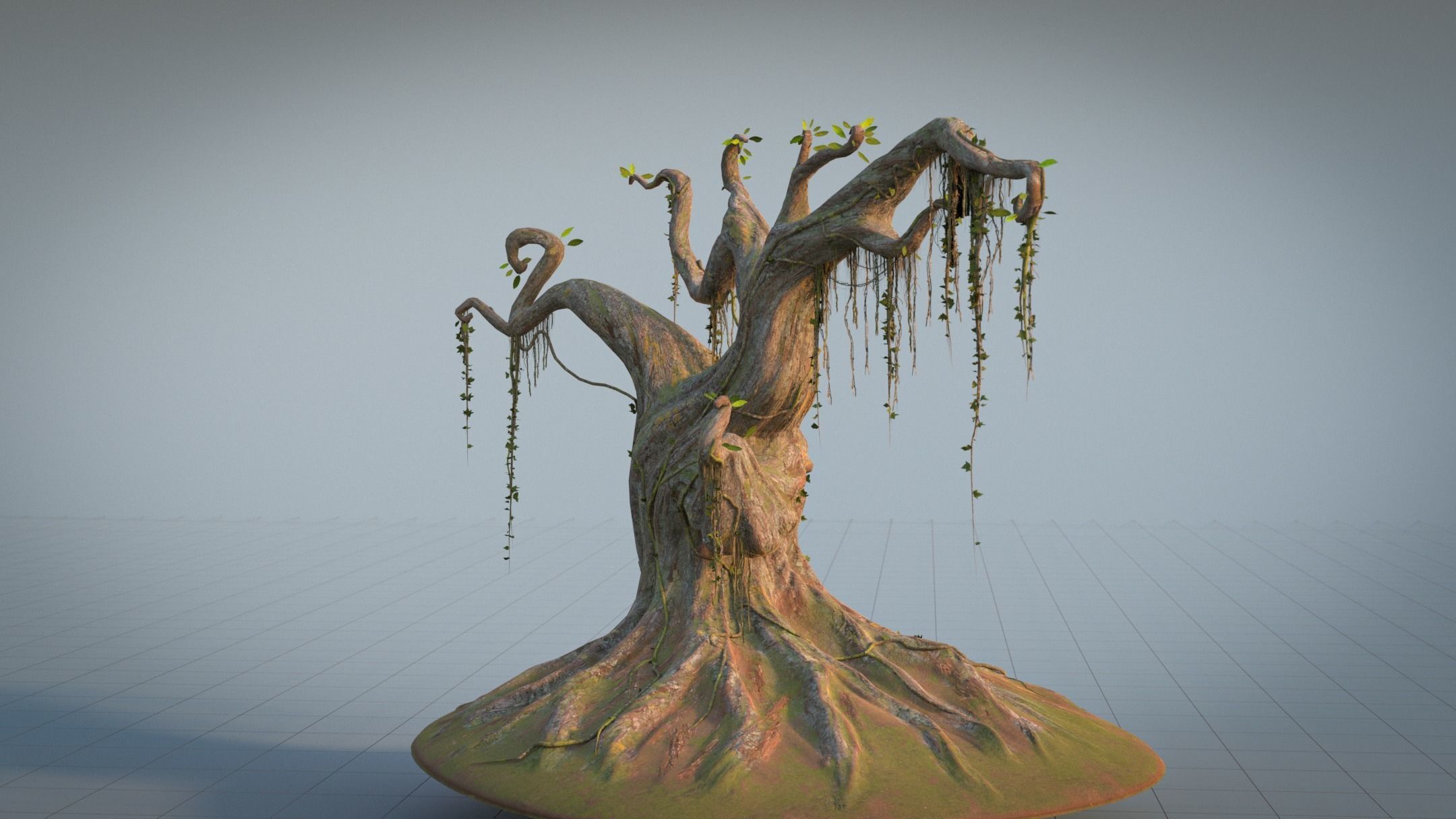 Fantasy Magic Old Tree Low-poly 3D model_6