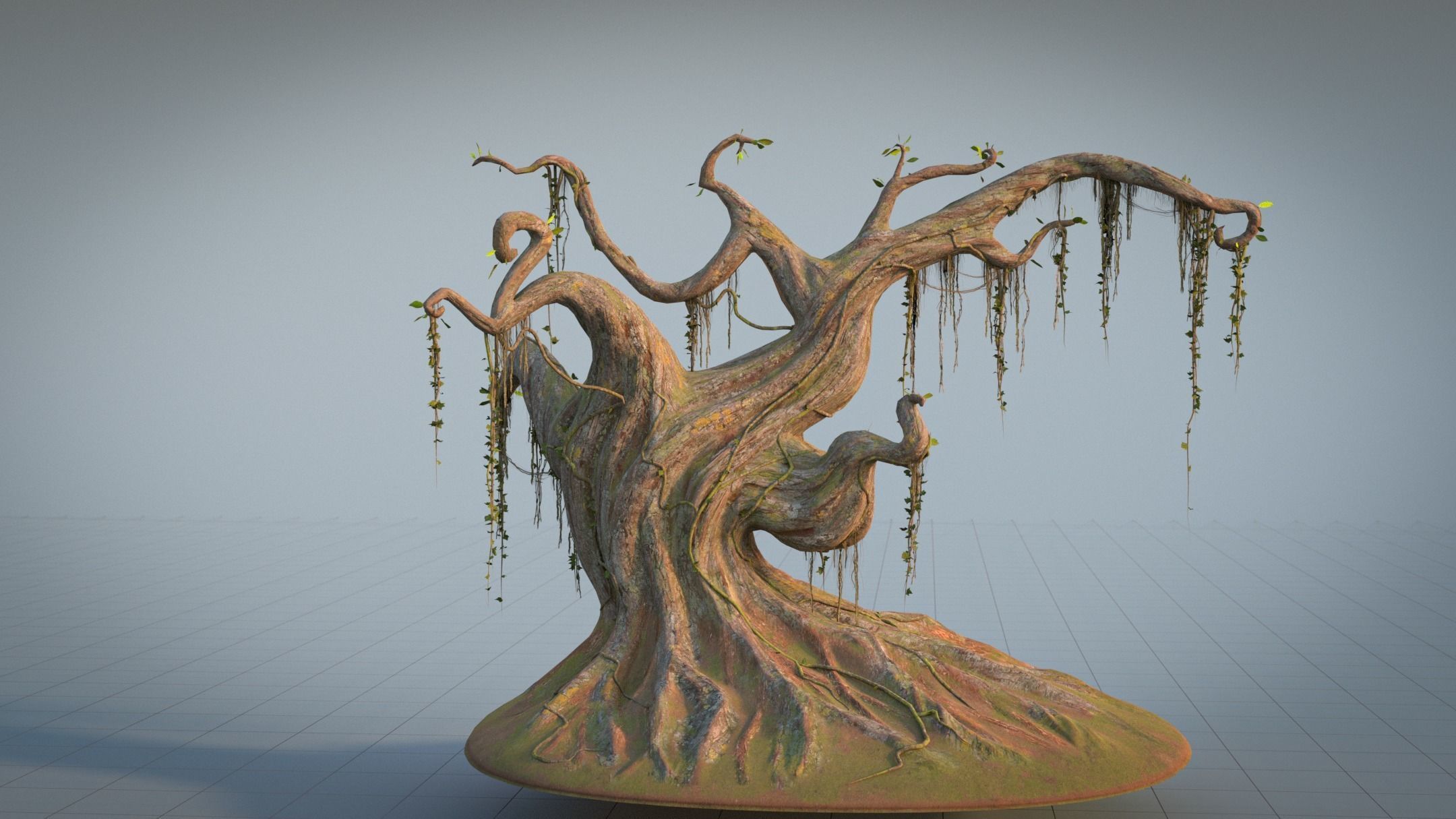 Fantasy Magic Old Tree Low-poly 3D model_8