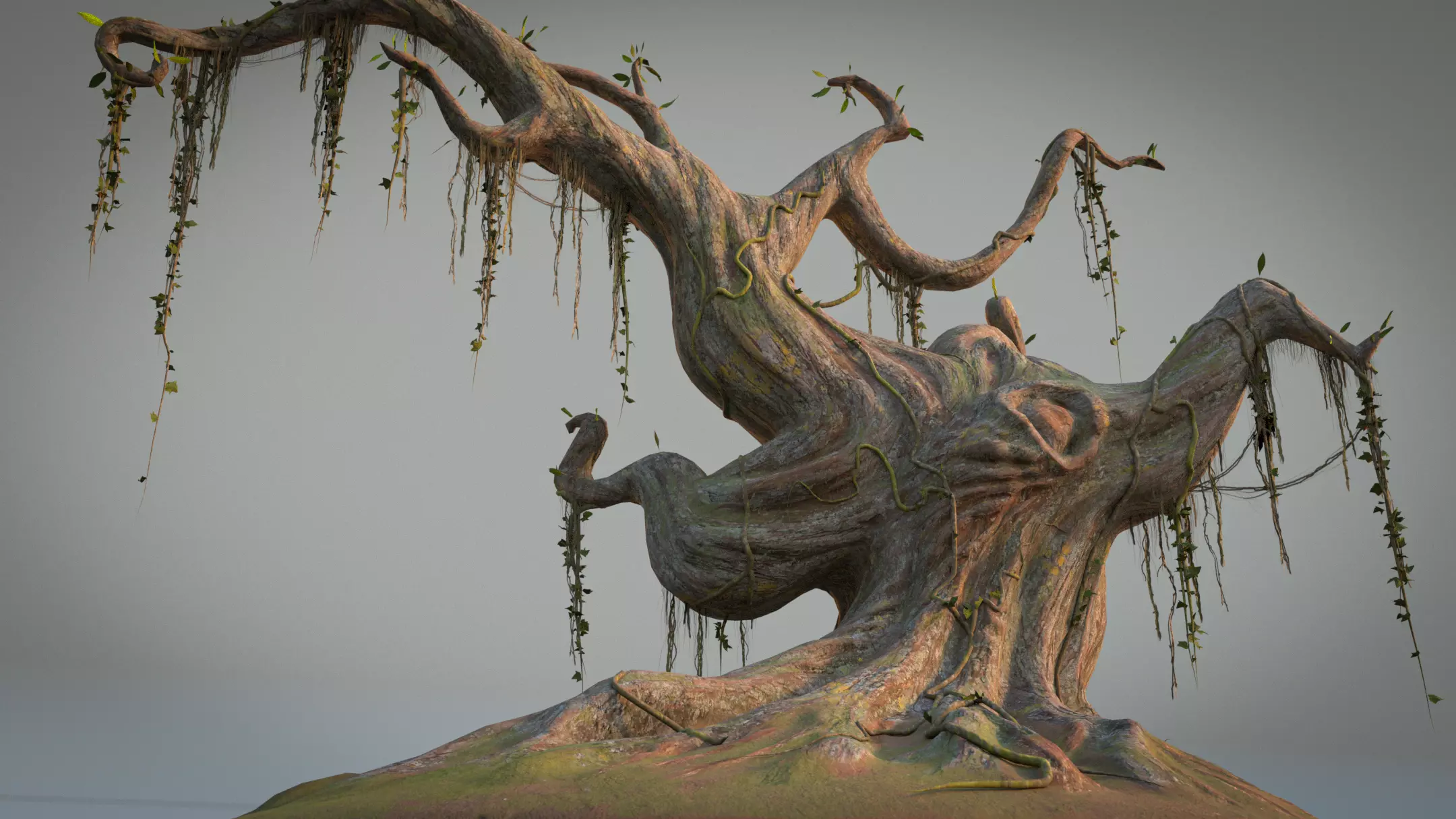 Fantasy Magic Old Tree Low-poly 3D model_0