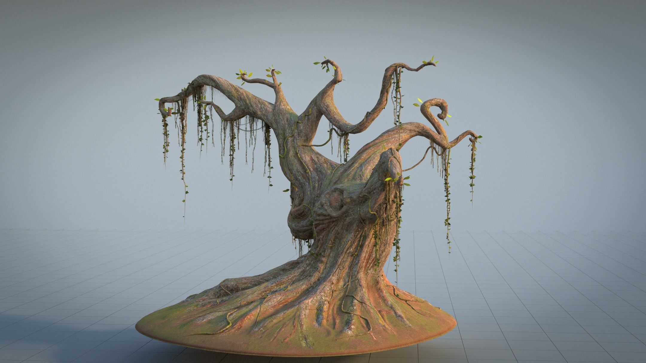 Fantasy Magic Old Tree Low-poly 3D model_13