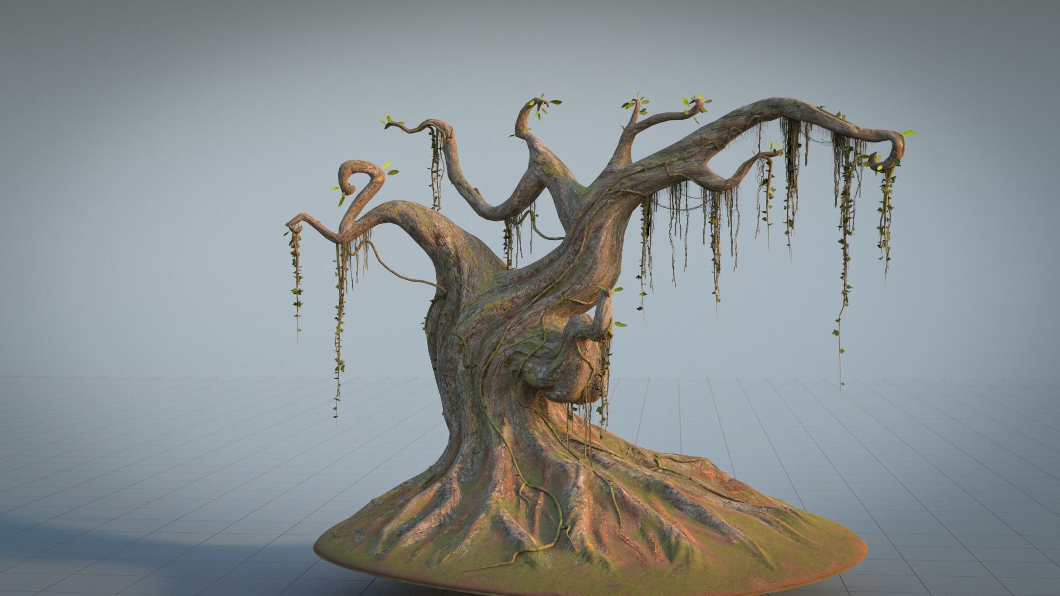 Fantasy Magic Old Tree Low-poly 3D model_7