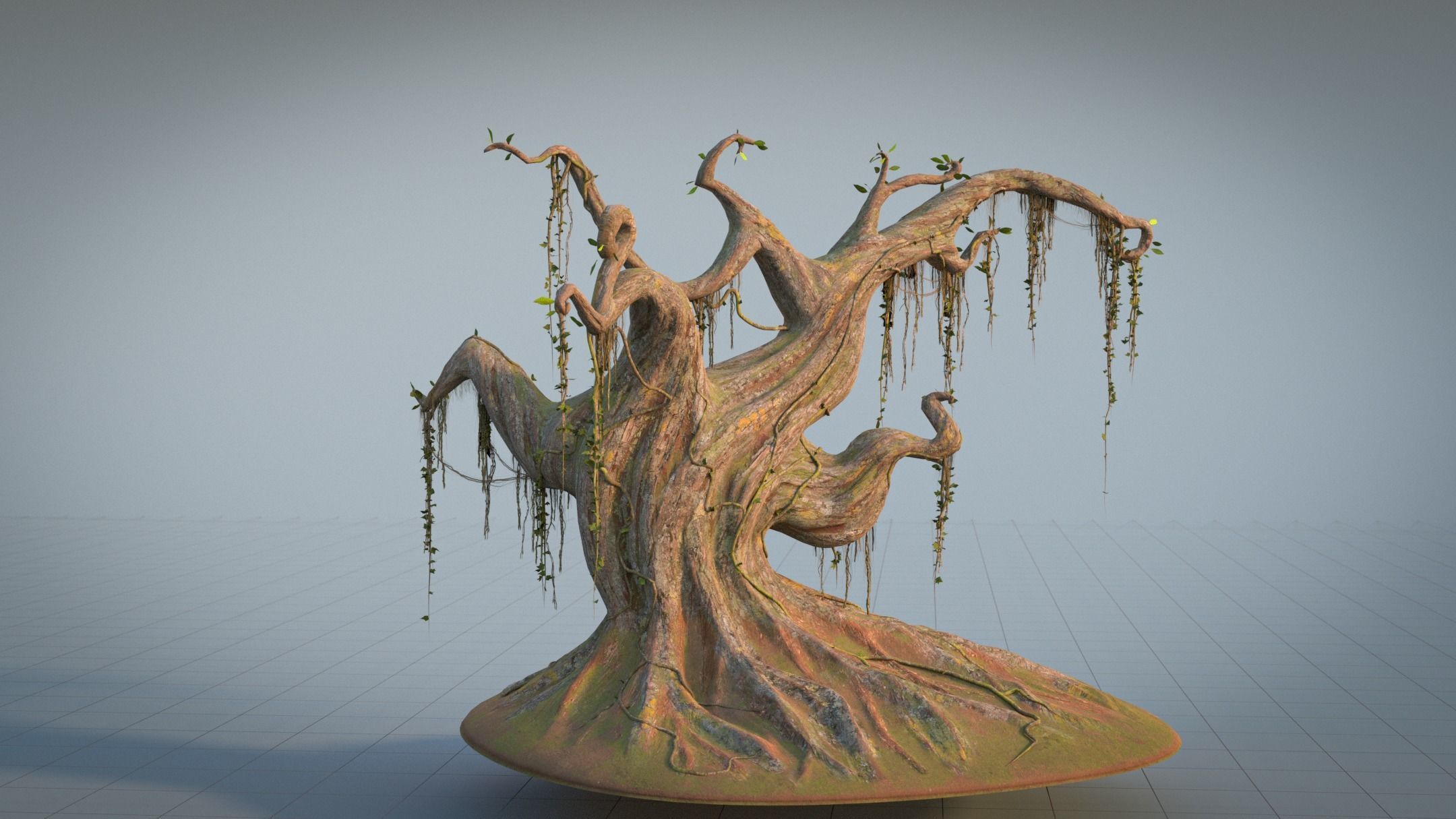 Fantasy Magic Old Tree Low-poly 3D model_9