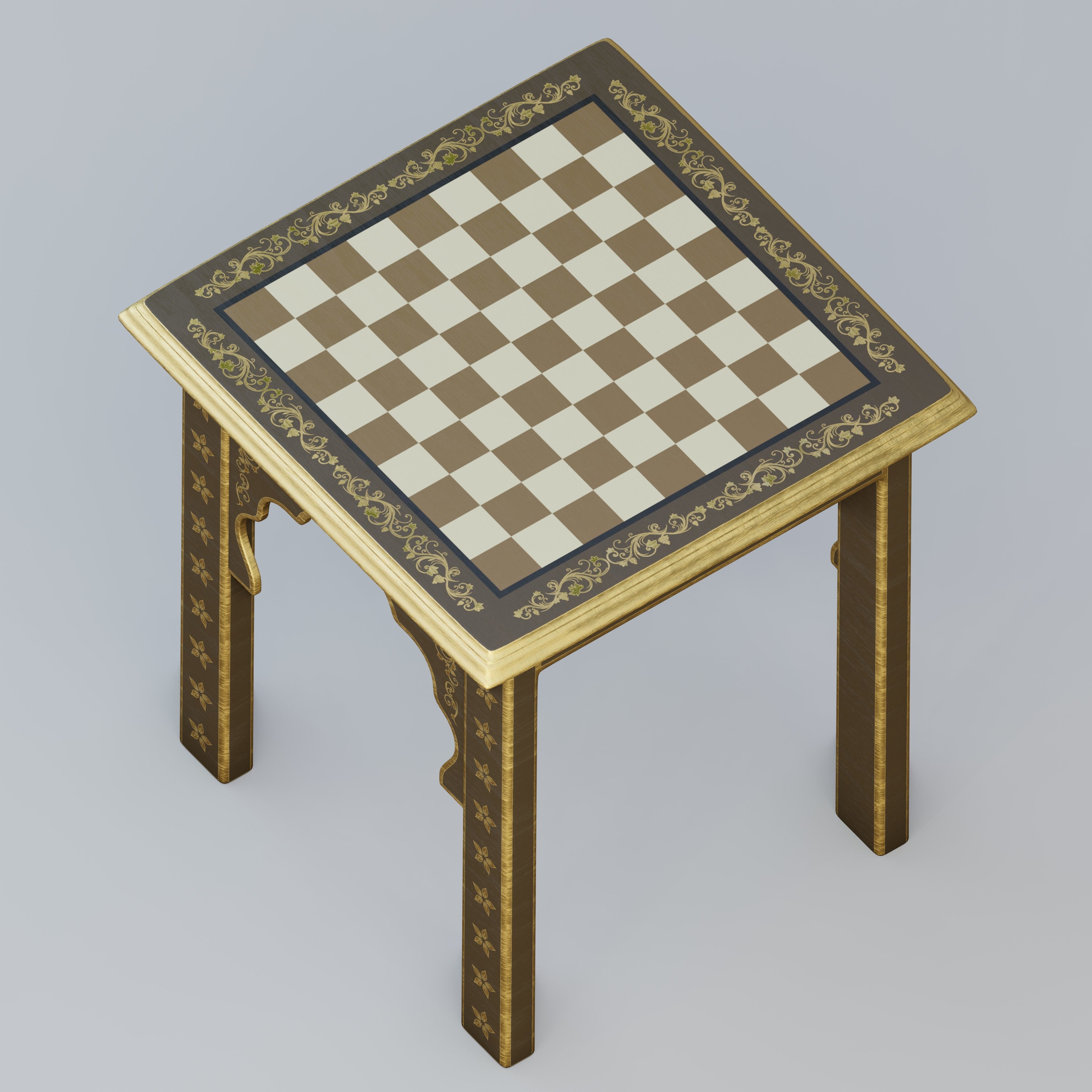 Moroccan chess table 3D model_1