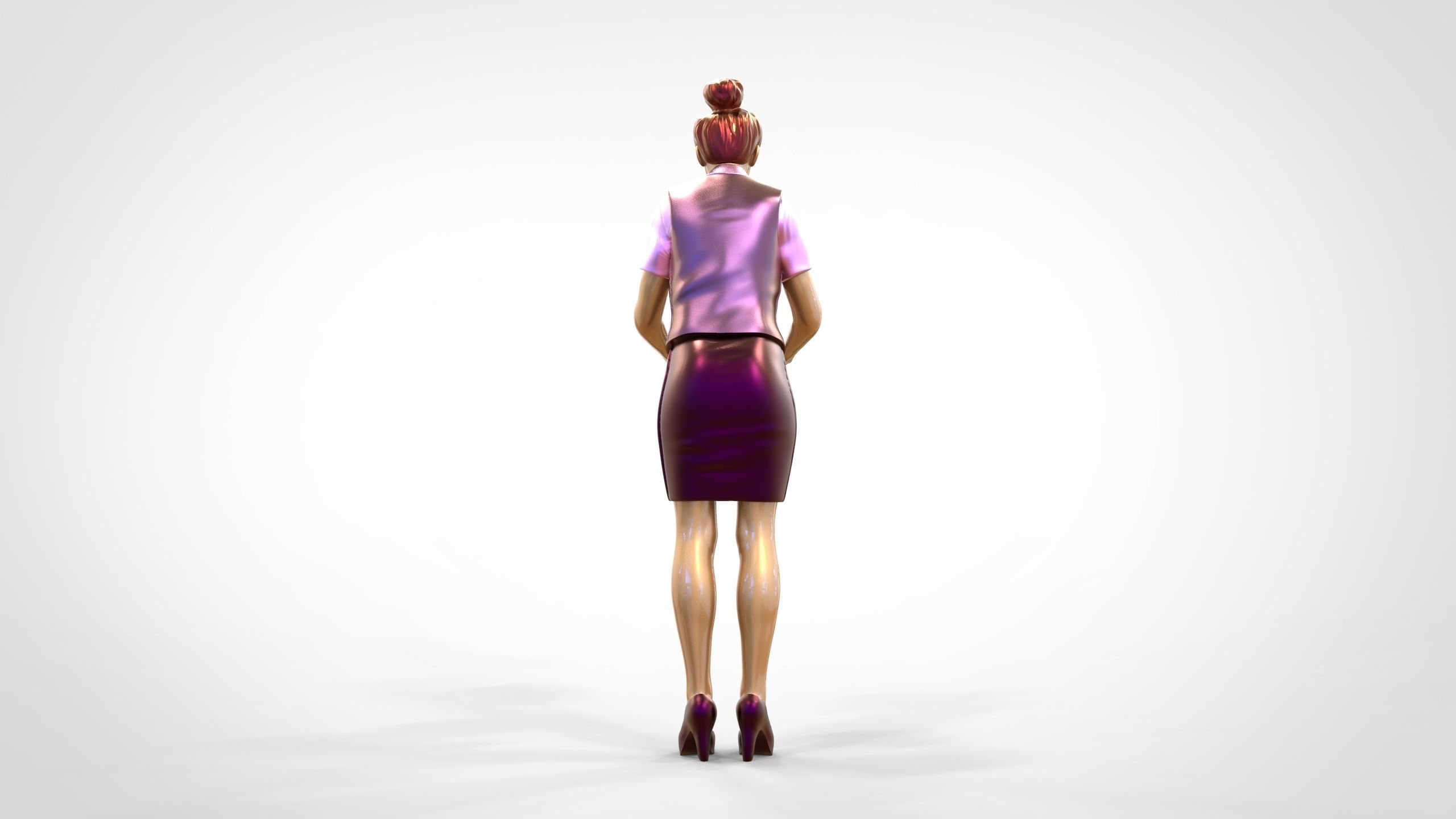N4 waitress or Stewardess with tray 3D print model_8