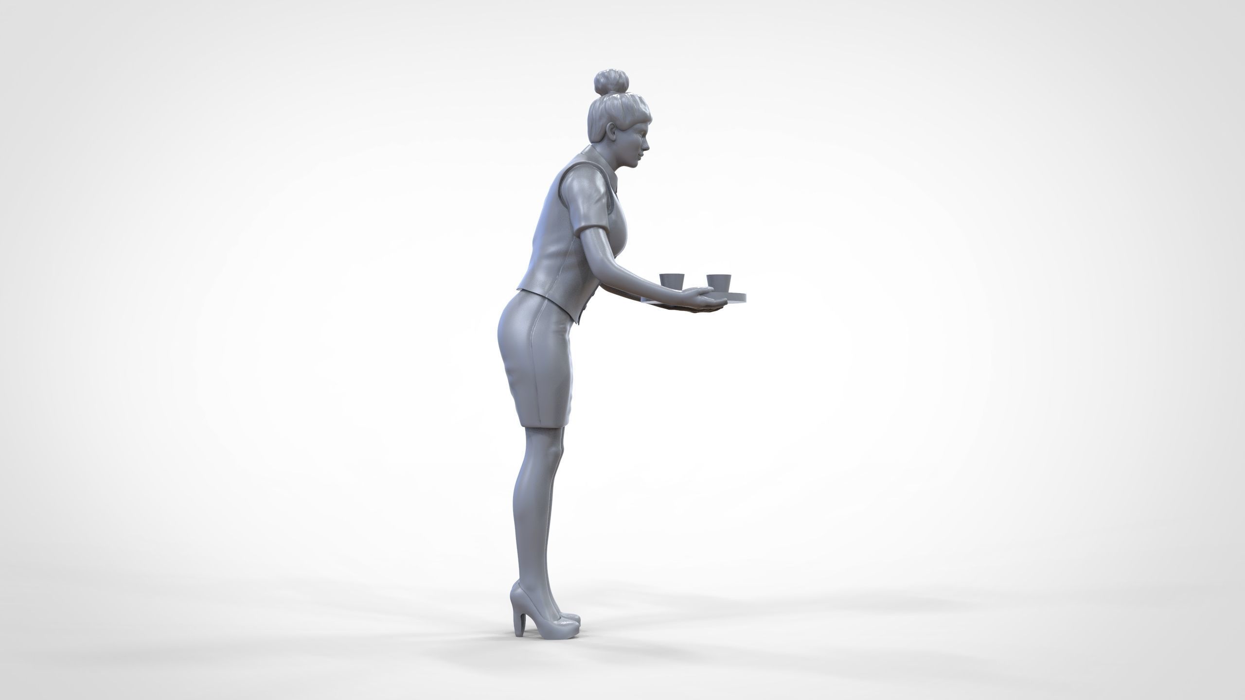 N4 waitress or Stewardess with tray 3D print model_28