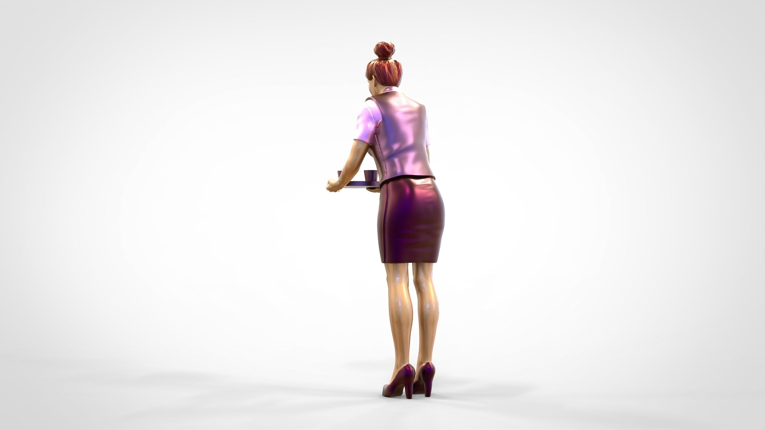 N4 waitress or Stewardess with tray 3D print model_13