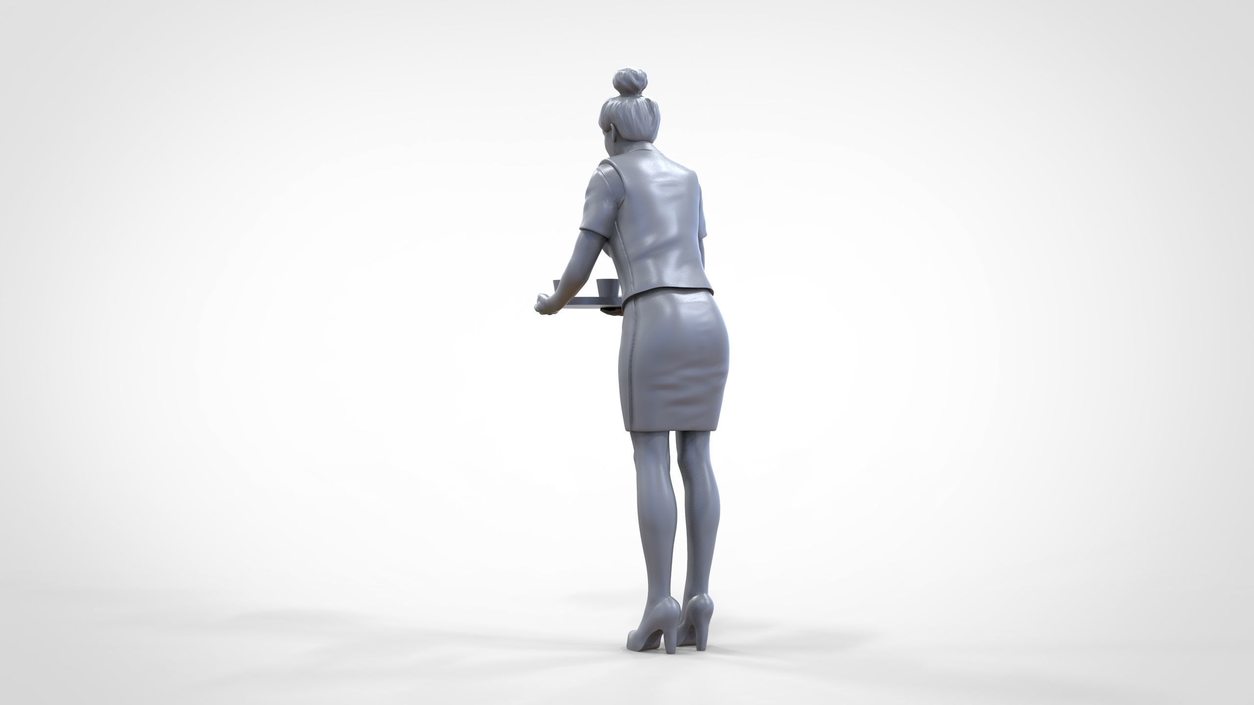 N4 waitress or Stewardess with tray 3D print model_31