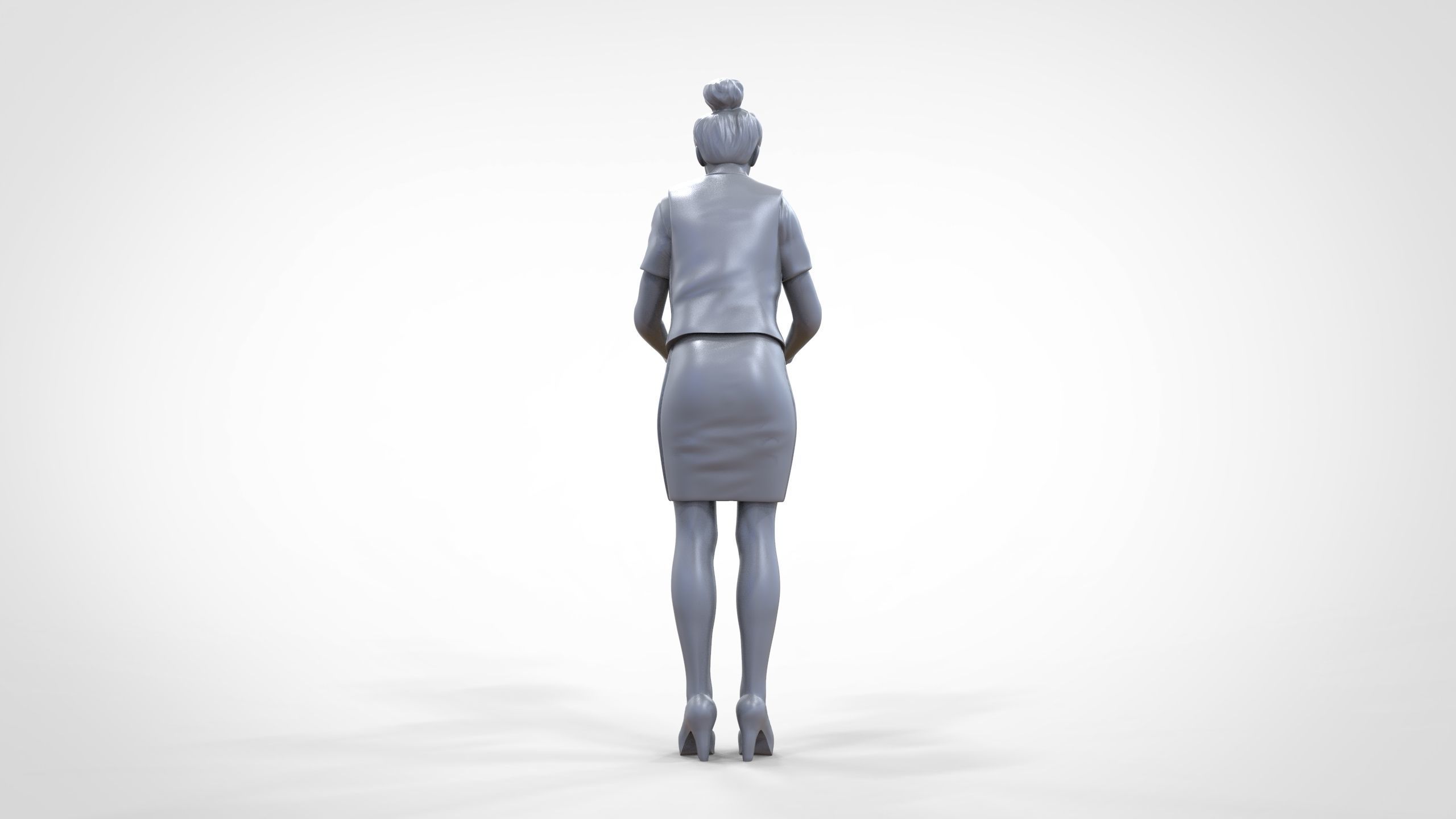 N4 waitress or Stewardess with tray 3D print model_30