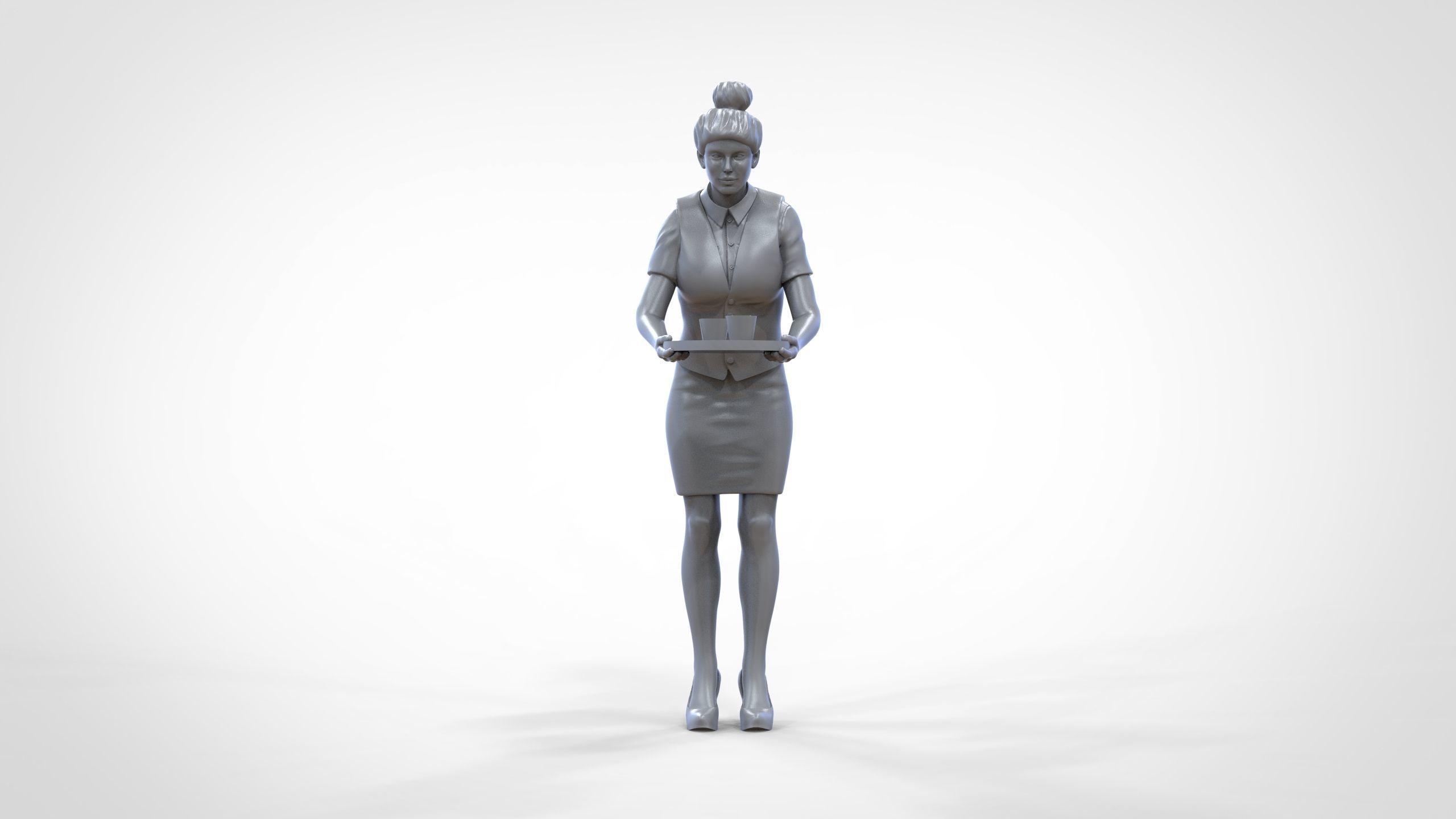 N4 waitress or Stewardess with tray 3D print model_35