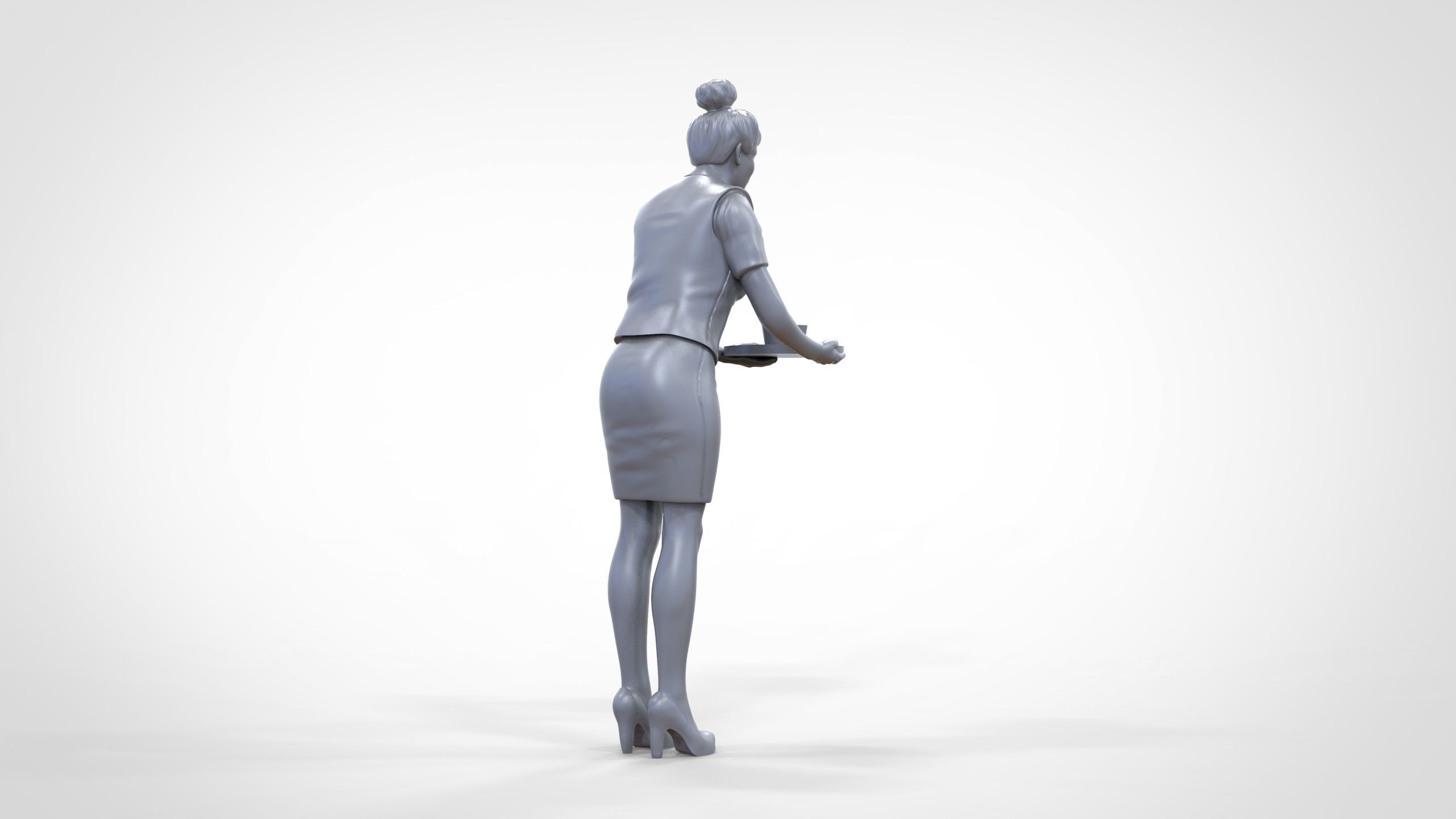 N4 waitress or Stewardess with tray 3D print model_29