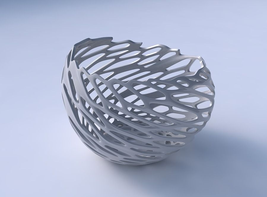 Bowl compressed 2 with cracked and twisted organic lattice 3D print model_3