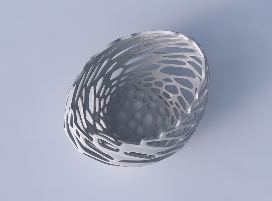 Bowl compressed 2 with cracked and twisted organic lattice 3D print model_2