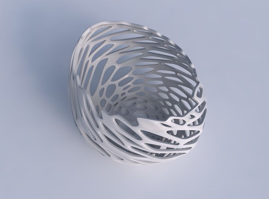 Bowl compressed 2 with cracked and twisted organic lattice 3D print model_1