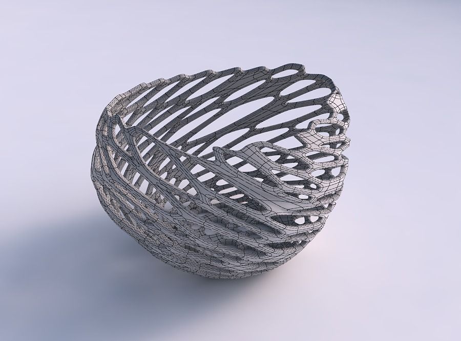 Bowl compressed 2 with cracked and twisted organic lattice 3D print model_5