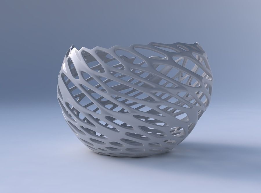 Bowl compressed 2 with cracked and twisted organic lattice 3D print model_4