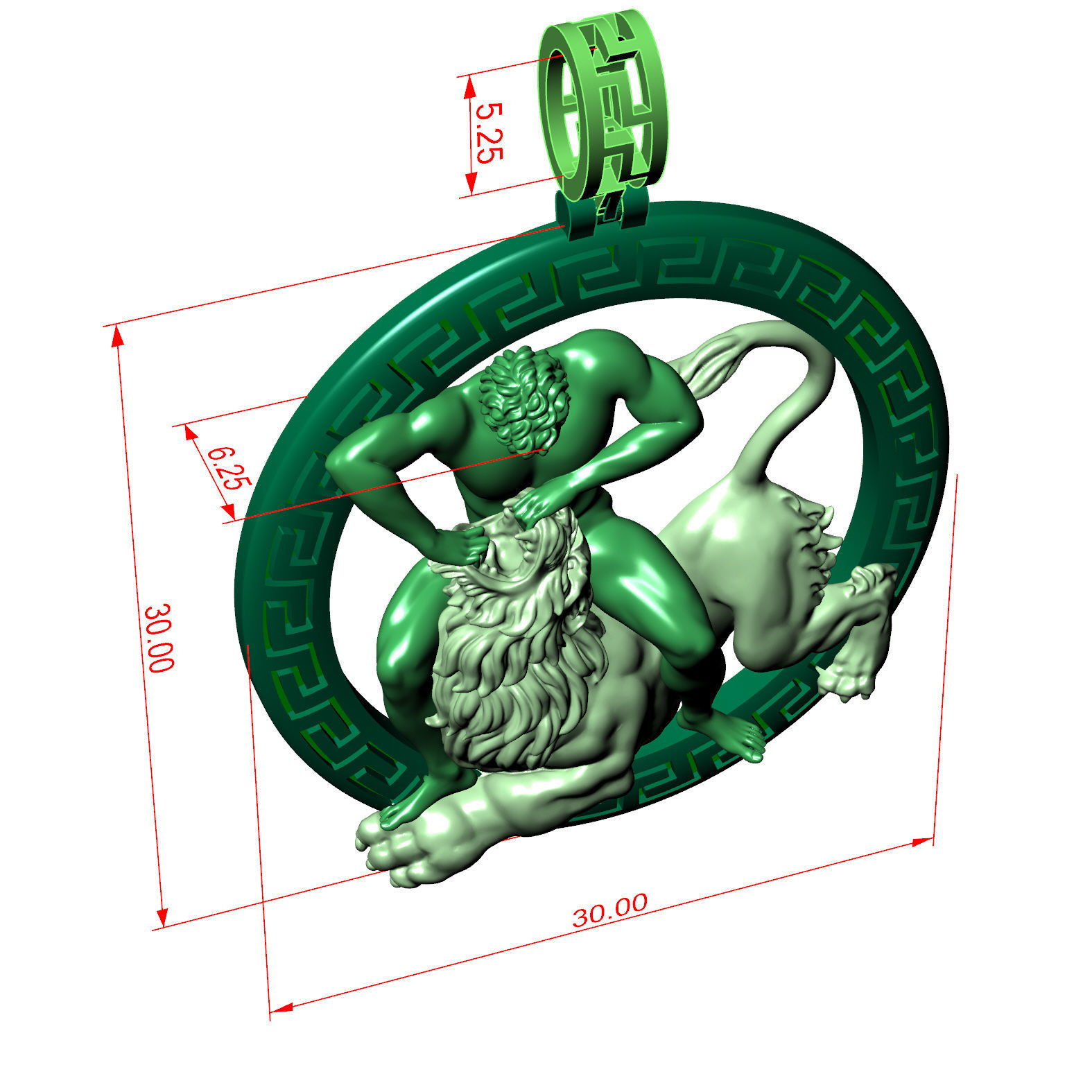 Pendant Hercules 3D print model_7