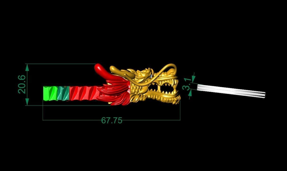 Asian Dragon Car Key 01 3D print model_5