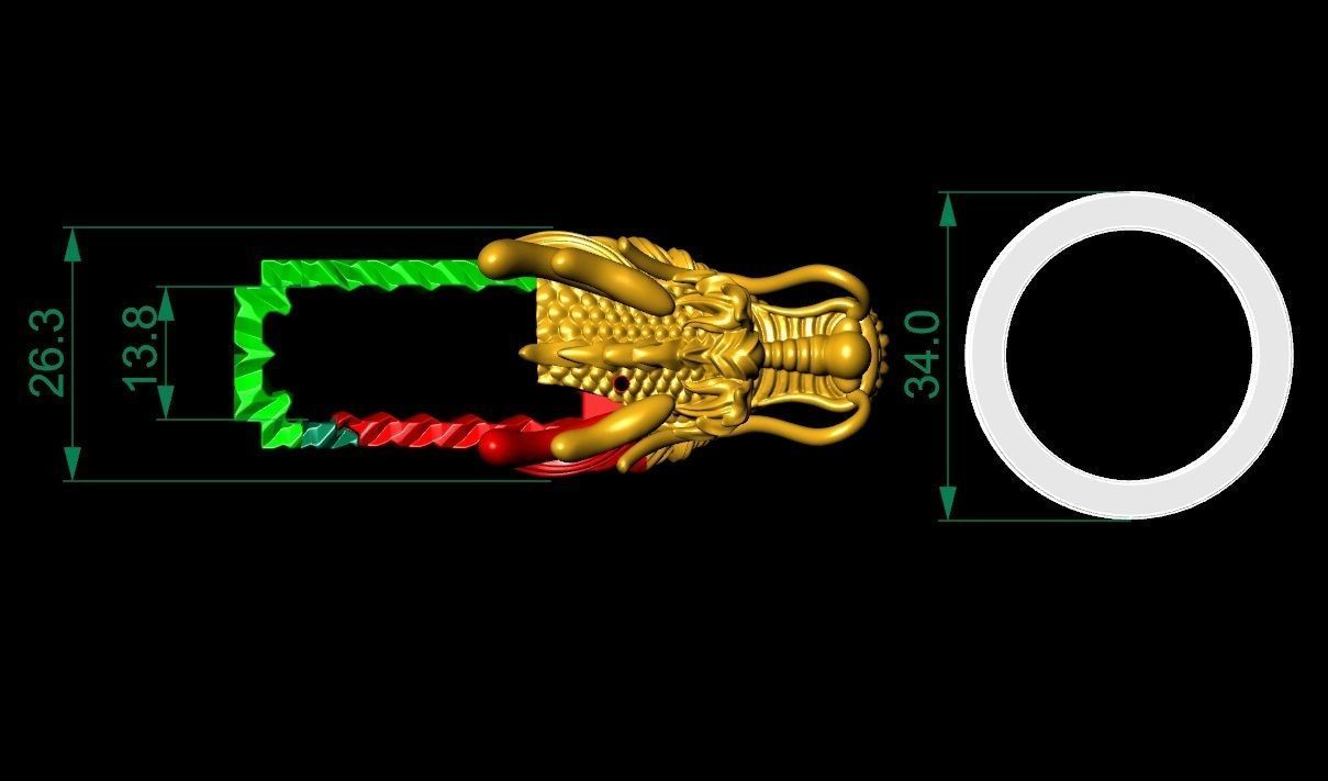 Asian Dragon Car Key 01 3D print model_4