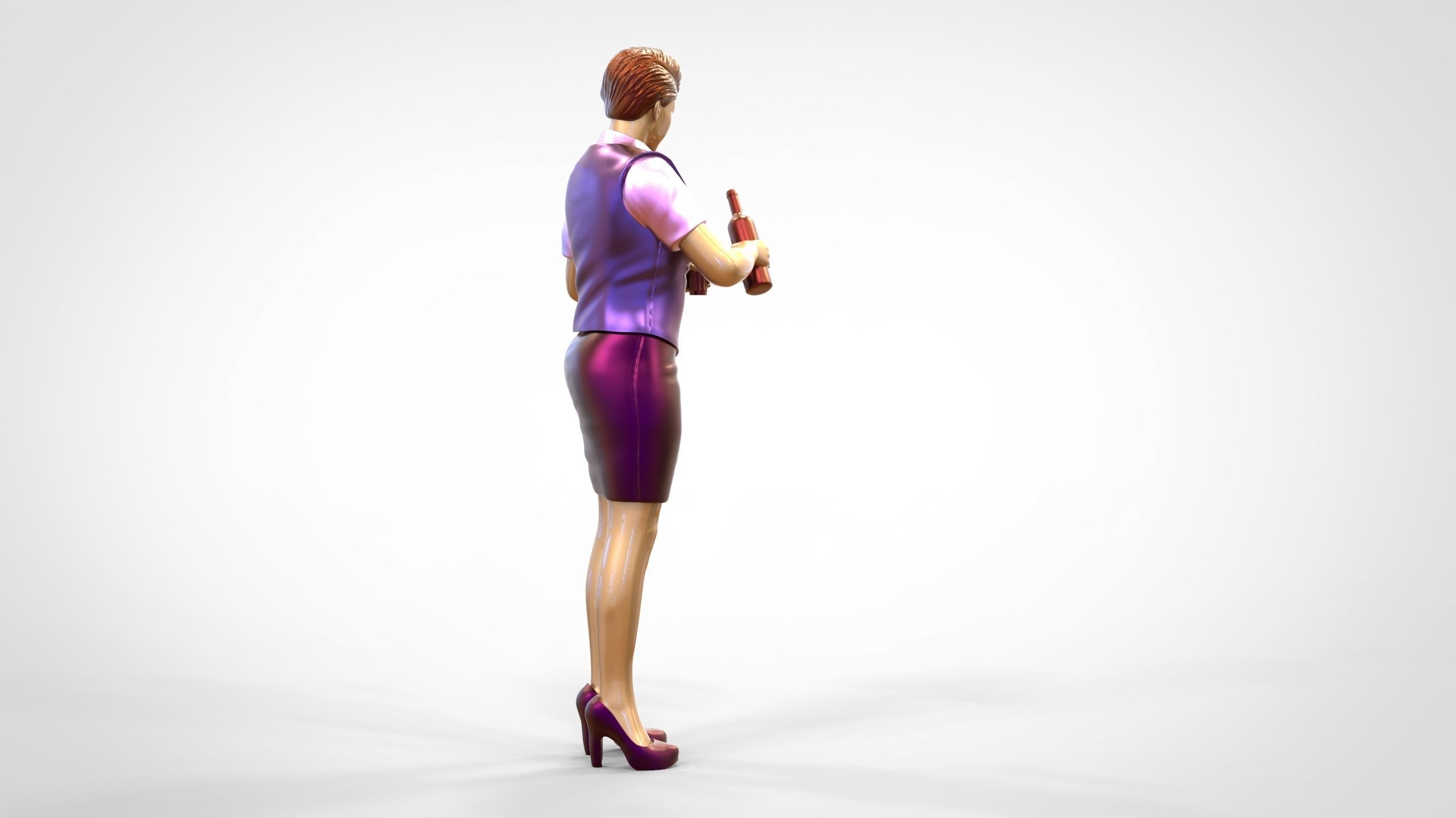 N5 waitress or Stewardess with bottle 3D print model_4