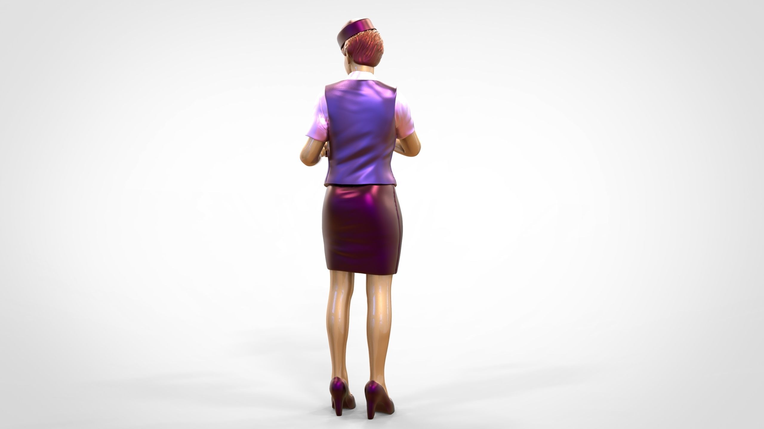 N5 waitress or Stewardess with bottle 3D print model_2