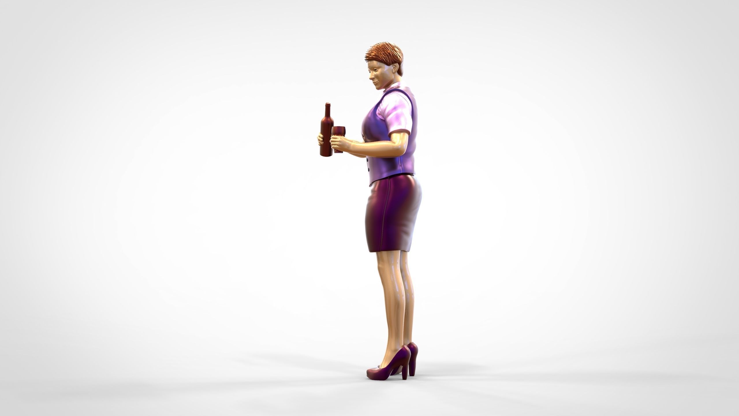 N5 waitress or Stewardess with bottle 3D print model_17